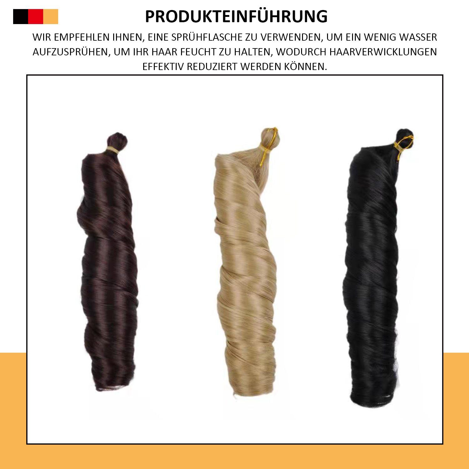 lose 1B/Purlir# synthetischer Häkelgeflecht, MAGICSHE Französisch 3Pack lockiges Elastischer Zopf (24 Zoll) Welle Haar, geflochtenes lockiger Zopf Kunsthaarperücke