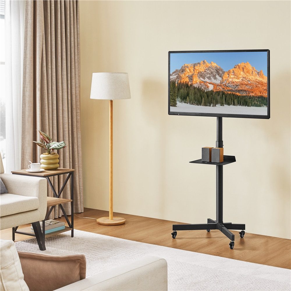 Yaheetech TV-Ständer Mobile TV-Halterung mit Ablageplatte, (bis 60 Zoll, TV-Standfuß, höhenverstellbar & winkeleinstellbar) – Bild 3 von 5