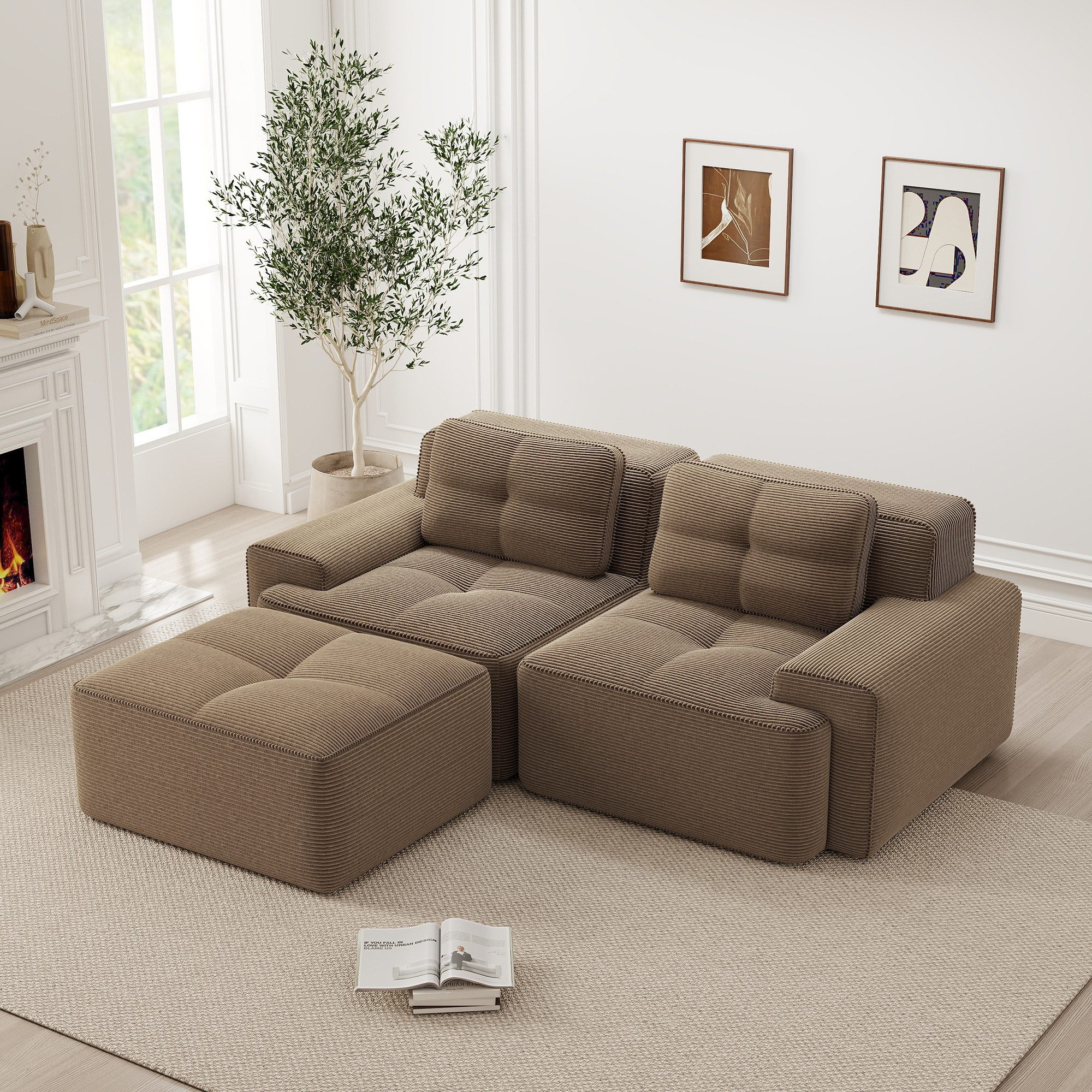 Odikalo Sofa Boneless Modulares Sofa kombinierbar Polstersofa Schlafsofa, B günstig online kaufen