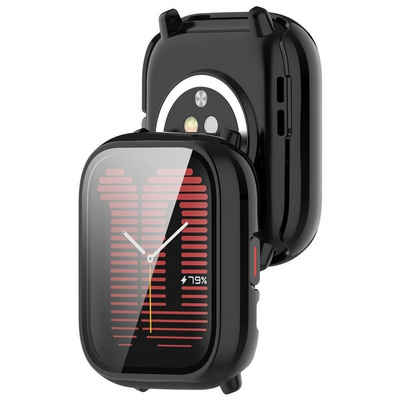 Wigento Smartwatch-Hülle Für Amazfit Active PC Watch Gehäuse mit integriertem Hart Glas Schwarz