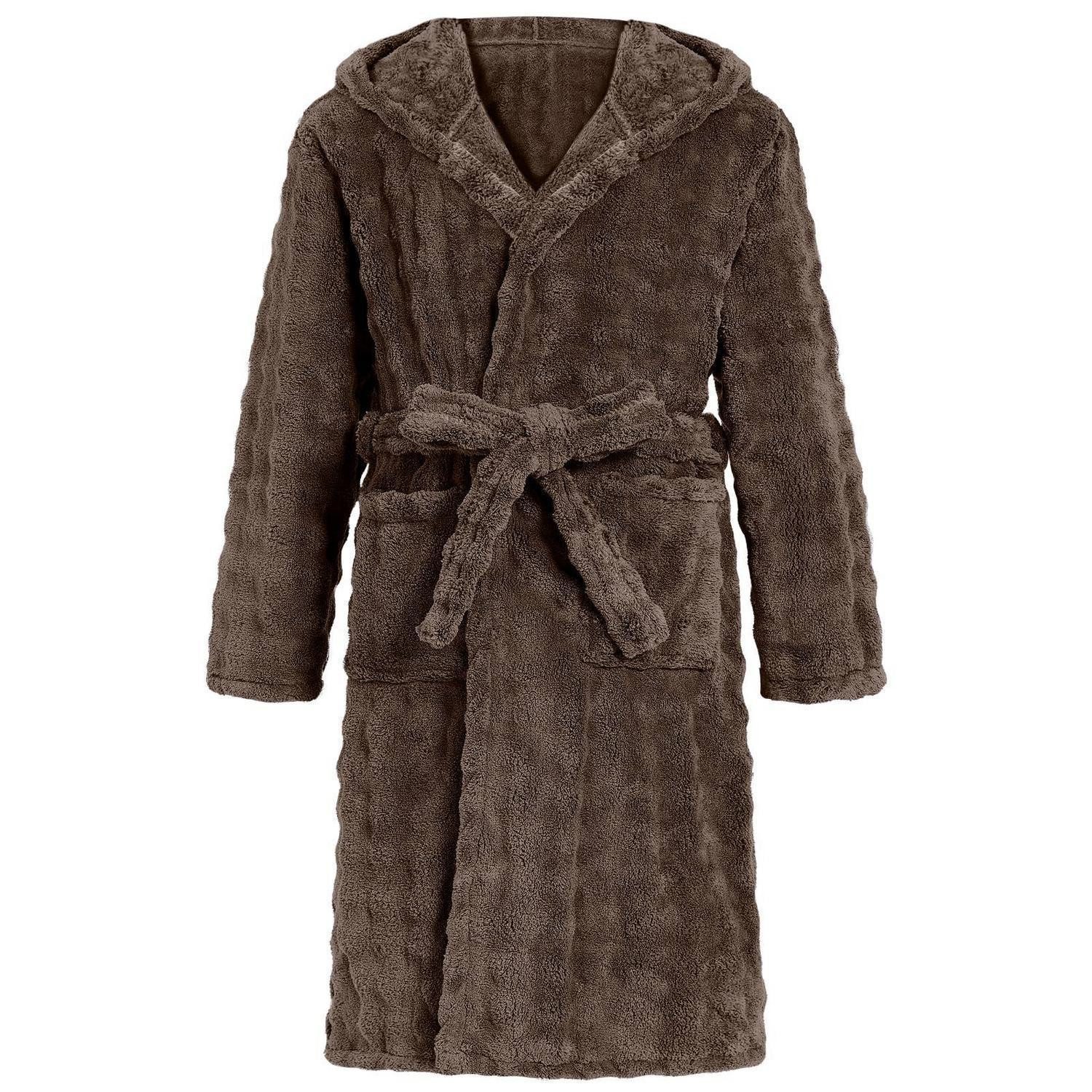 LuxusKollektion Relaxanzug Bademantel Kinder Flanell Kapuze Jungen Mädchen Braun