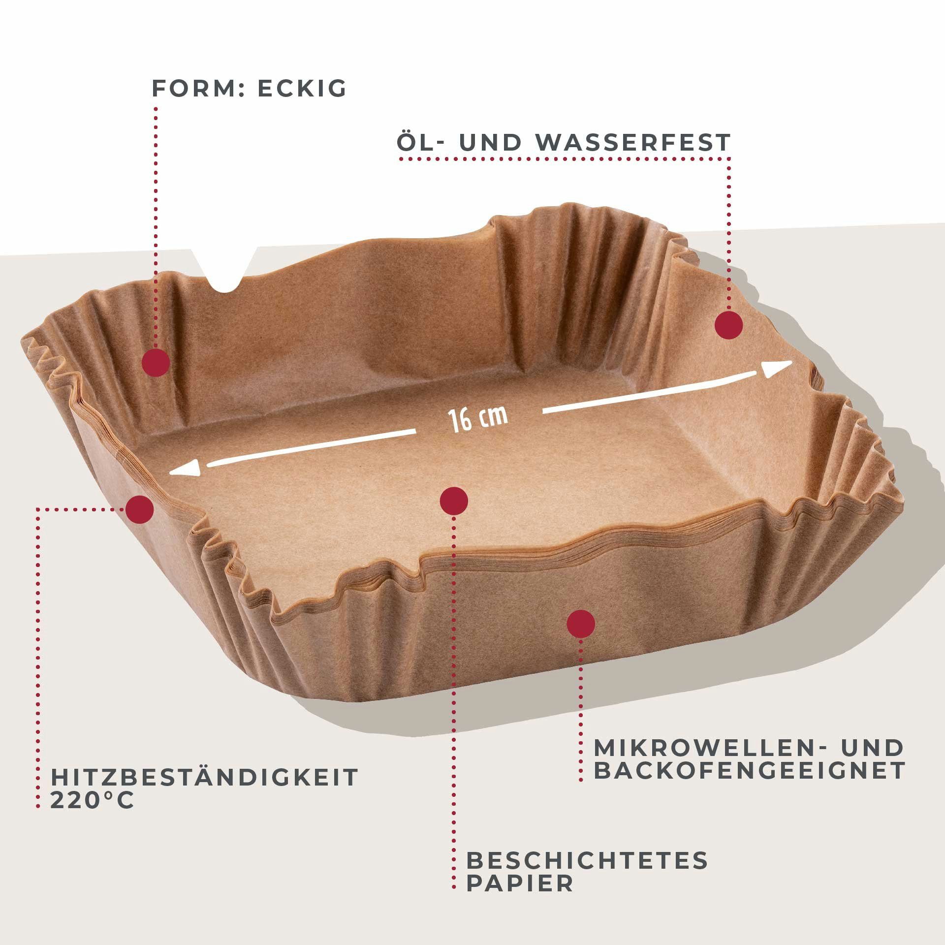 FACKELMANN Backpapier für Heißluftfritteuse, Einweg-Backform, ölresistent