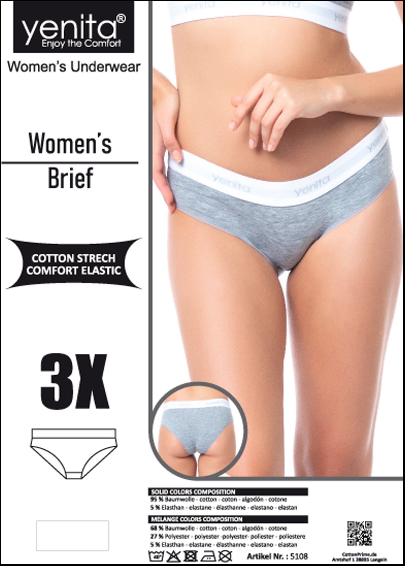 Yenita® Slip Modern-Sports-Collection (3-St) in weicher Baumwoll-Stretch-Qualität