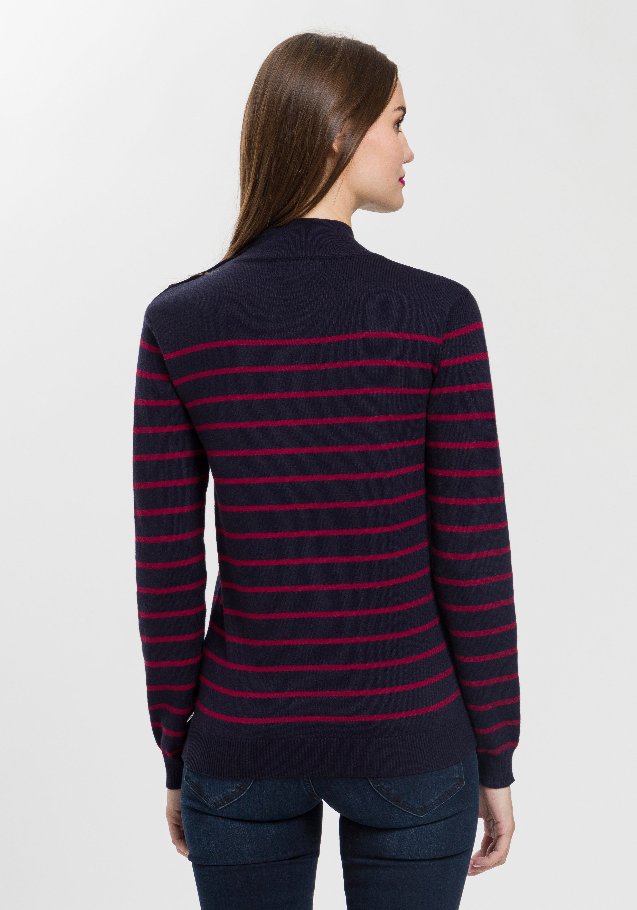 Zierknöpfen T. mit Schultern auf Freeman Strickpullover (1-tlg) Porter Pansy Stripes den