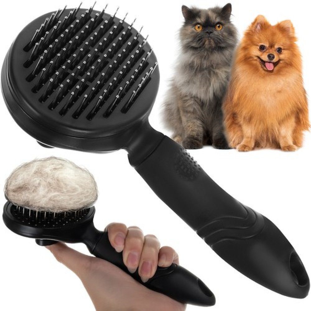 ISO TRADE Haarbürste Bürste für Tiere, Hundebürste Katzenbürste,  Selbstreinigend