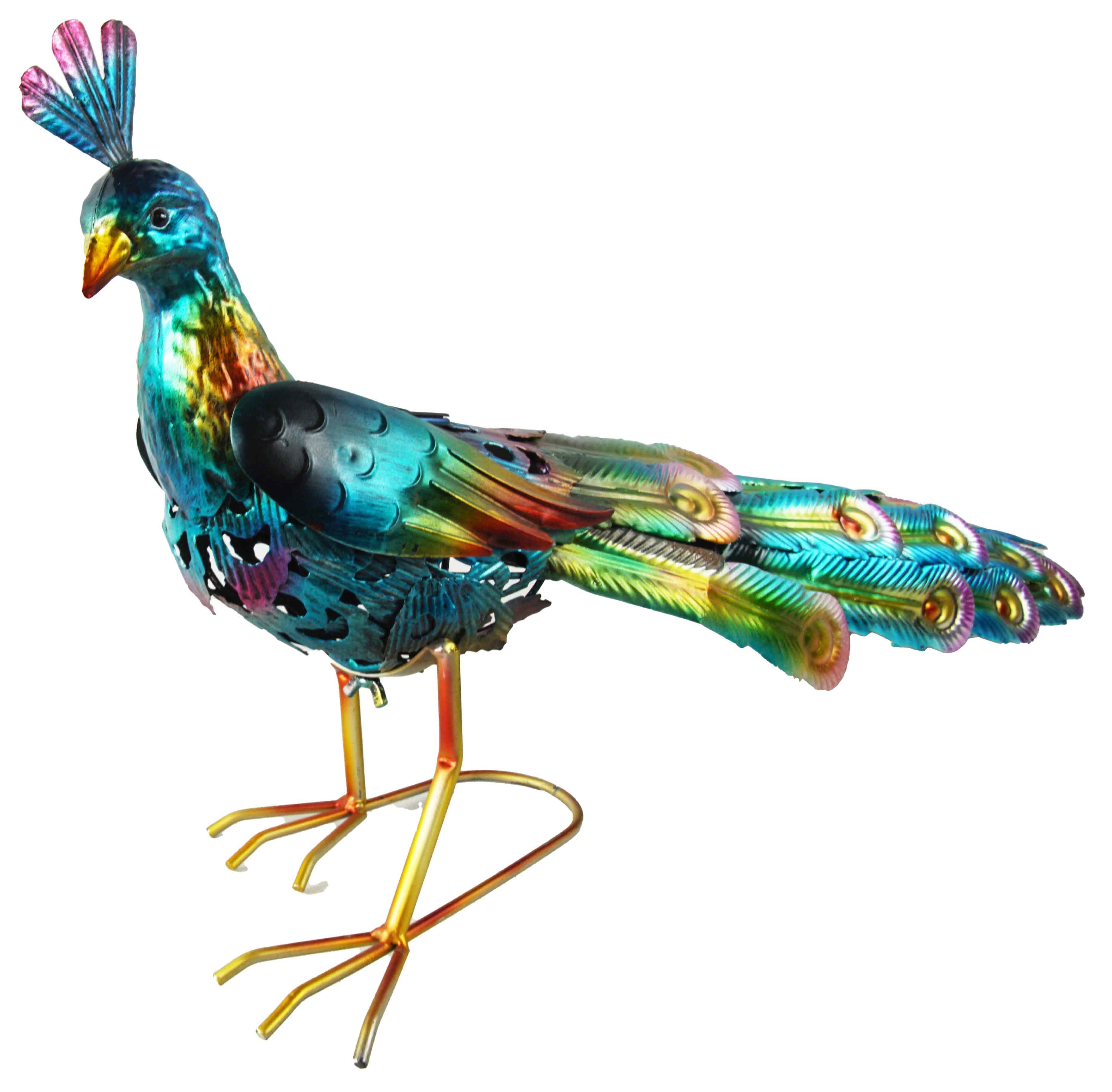 Holzwurm GmbH Dekofigur Majestätischer Pfau mit LED Beleuchtung - Höhe ca. 31 cm, Pfau, farbwechselnde LED Beleuchtung, Gartendekoration