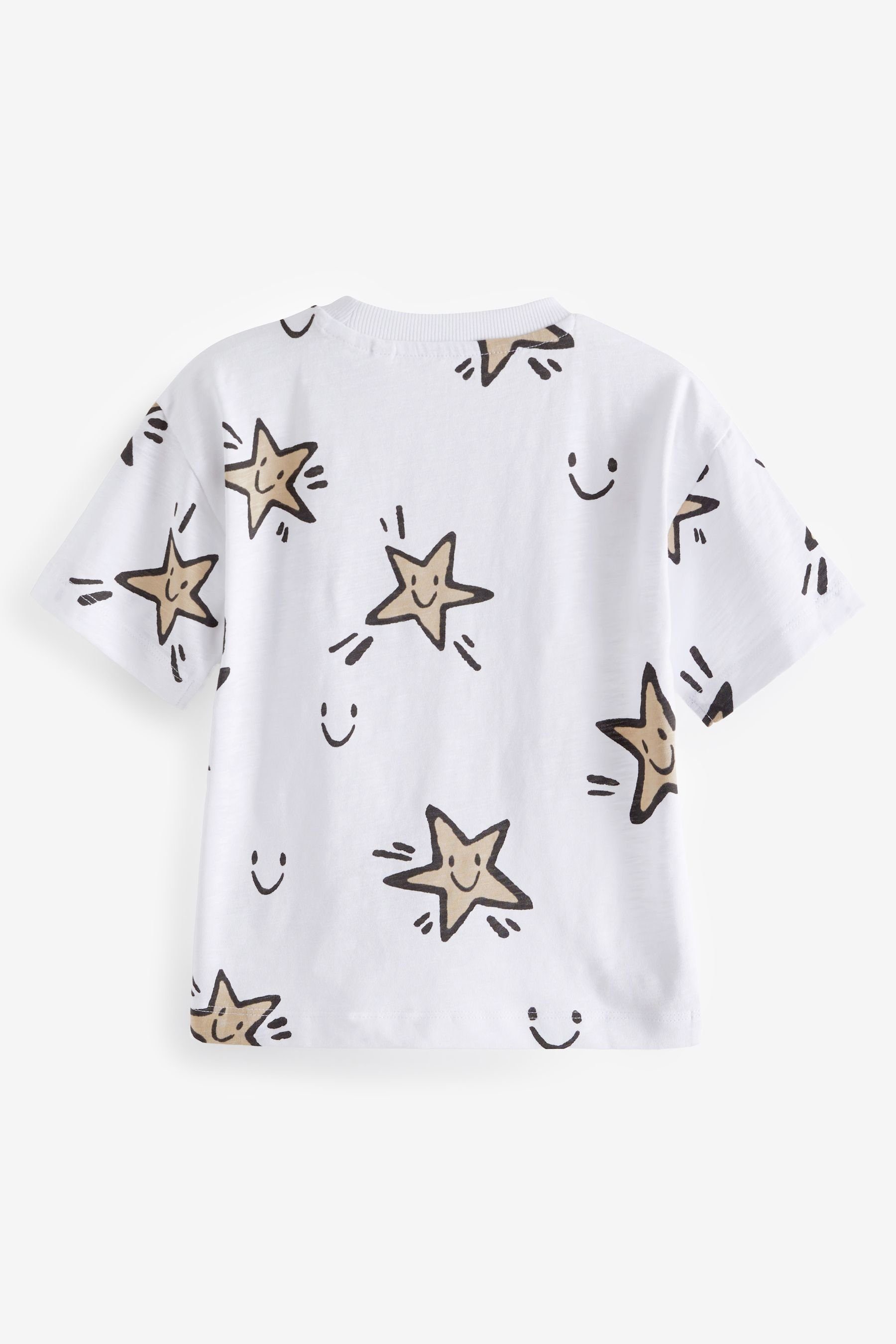 mit White Next durchgehendem (1-tlg) T-Shirt Kurzarm-T-Shirt Print Star