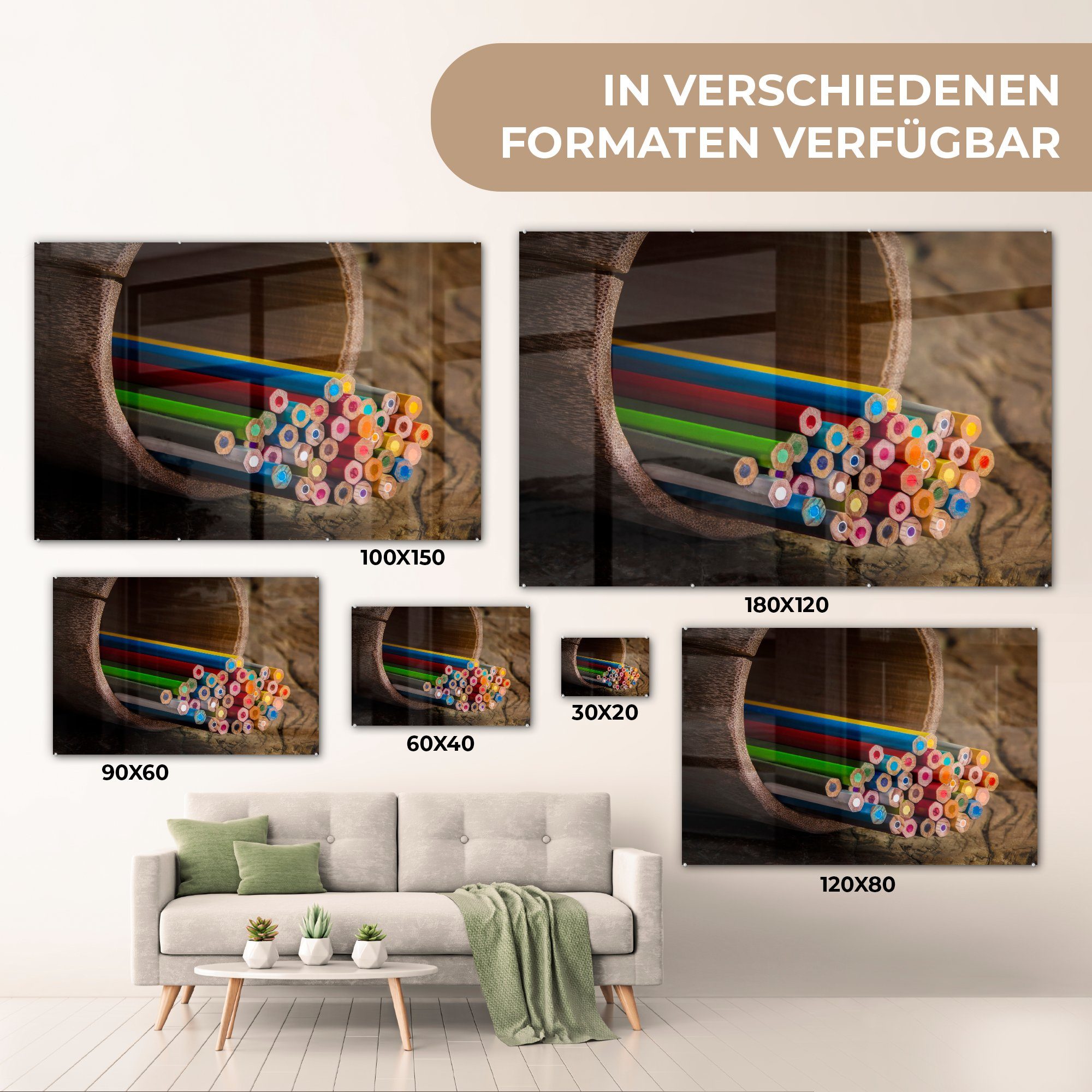 MuchoWow Acrylglasbild & Wohnzimmer (1 Stilleben Holz, - Acrylglasbilder Schlafzimmer - Farben St),