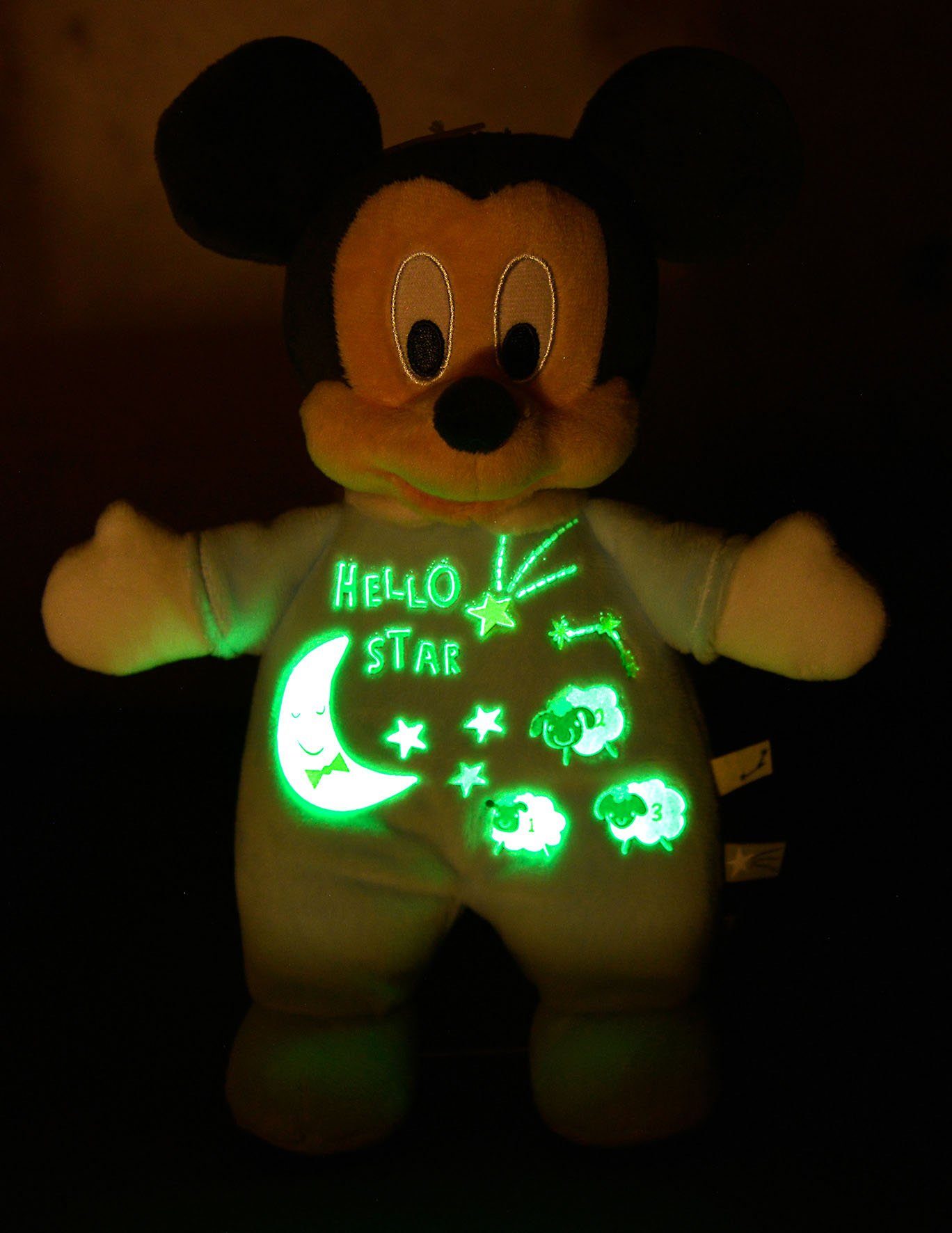 Night, Plüschfigur Disney leuchtenden Starry mit Elementen dark, the SIMBA 25cm, Glow in Mickey
