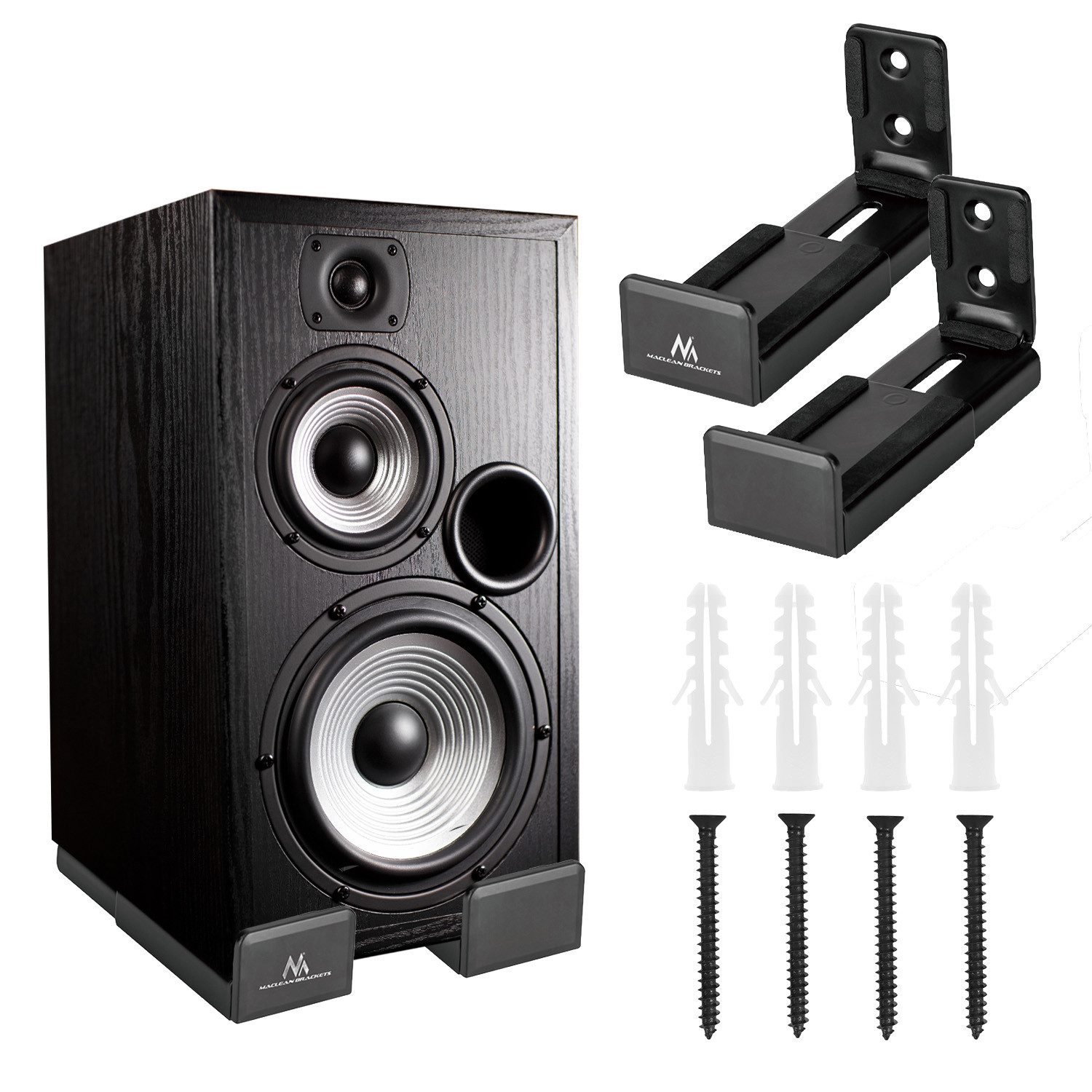 Maclean Soundbar-Halterung MC-932 Wandhalterung für 1 Soundbar oder 2 Lautsprecher, (2-tlg., 90–154 mm Tiefe • bis 15 kg • Heimkino & Wohnzimmer)