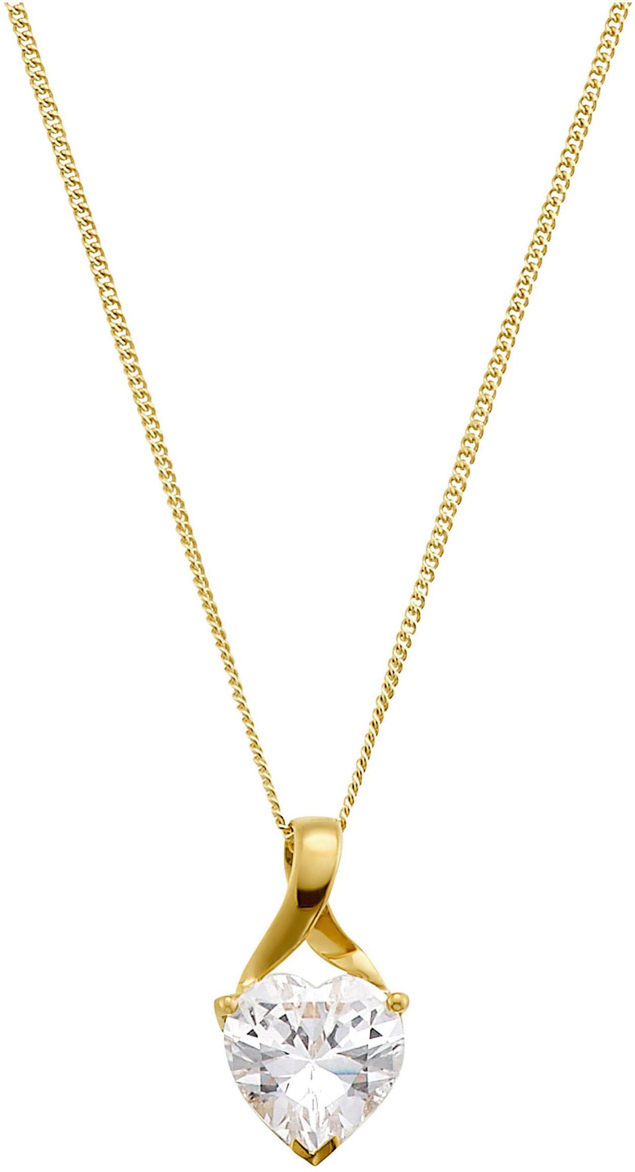 Amor Kette mit Anhänger Schmuck Geschenk Halskette Herz LIEBE 2014209 Gold 375, mit Zirkonia (synth)