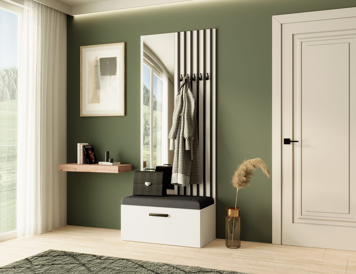 Beautysofa Garderobenschrank mit Lamellen, Spiegel und günstig online kaufen