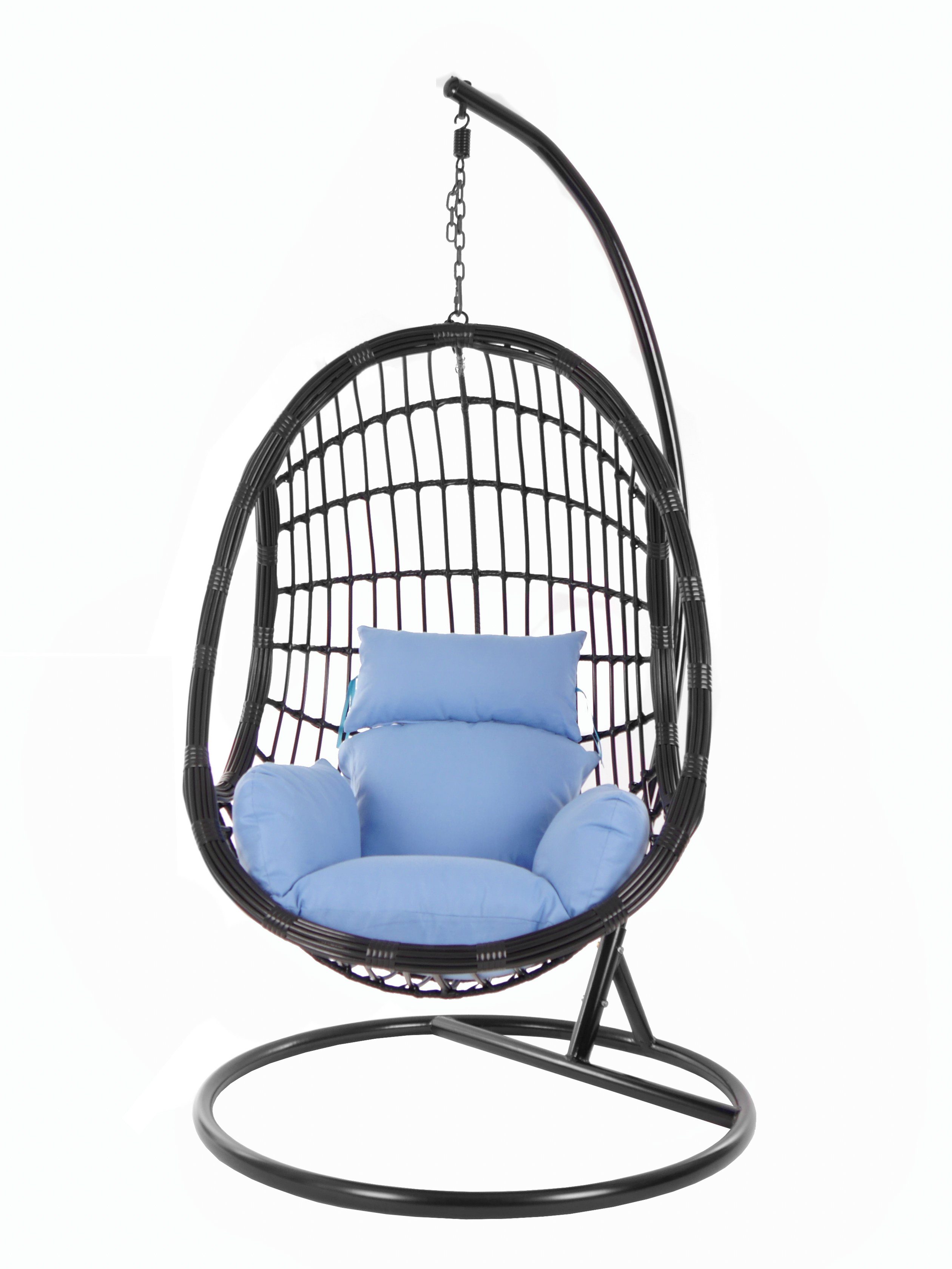 KIDEO Hängesessel PALMANOVA black, Schwebesessel, (3070 Swing blue) mit Chair, royal und Kissen, Hängesessel Nest-Kissen königsblau Gestell