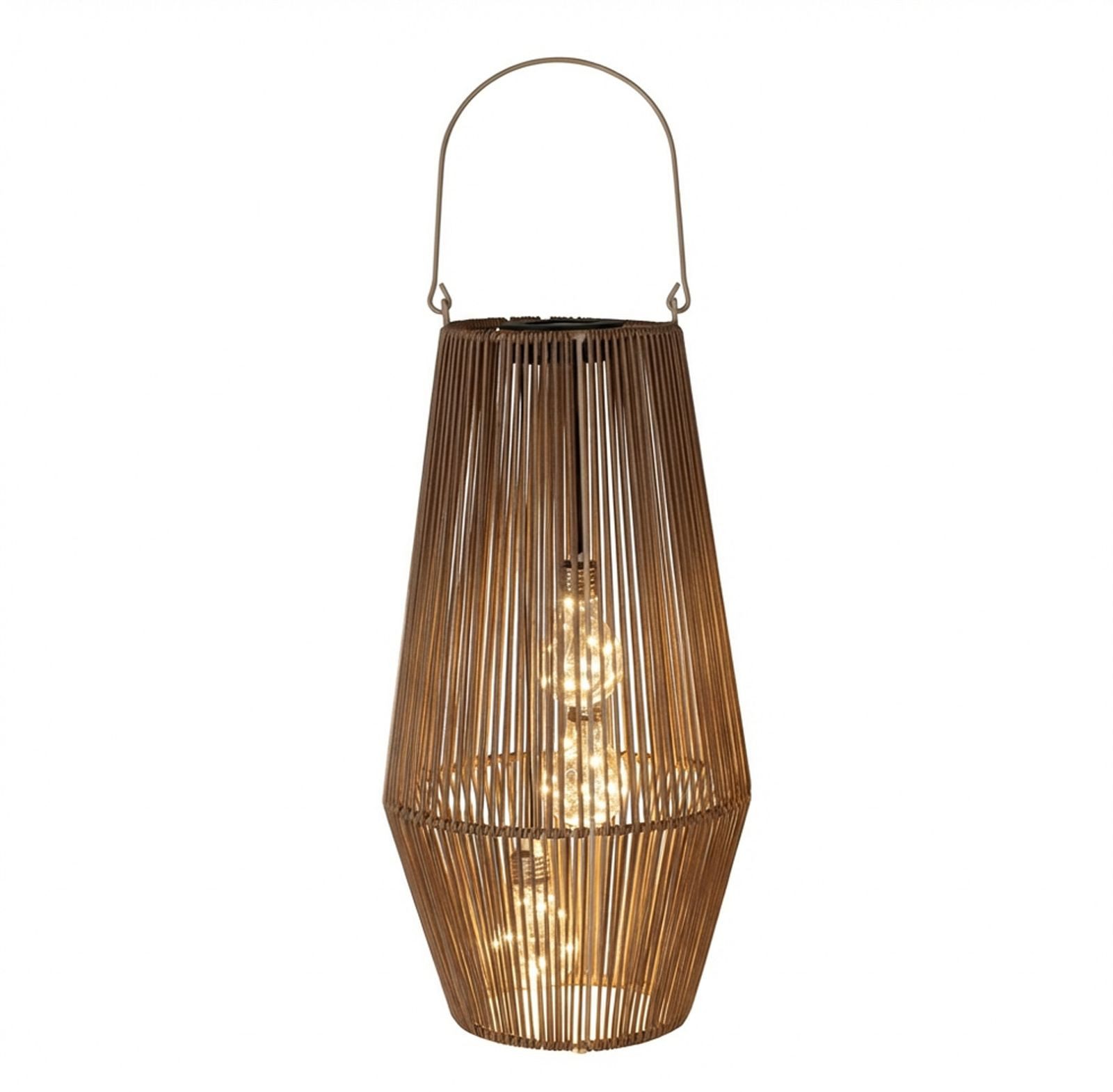 formano LED Laterne Solarlaterne Außen Garten große Rattan Look Laterne 3 LED Birnen 45 cm, LED fest integriert
