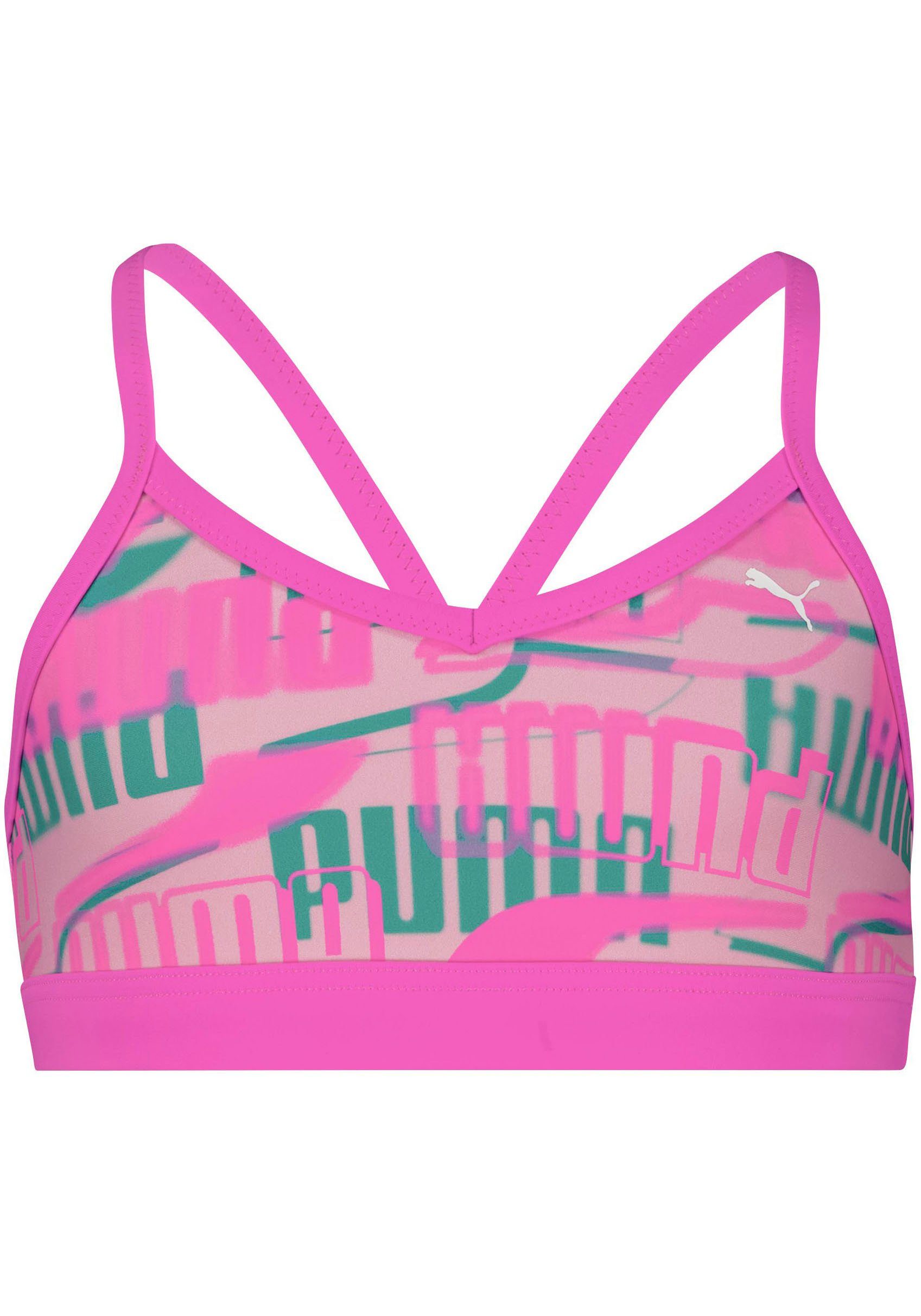 PUMA Bustier-Bikini mit allover pink-combo (Set) Logoprint Mädchen-Bikini