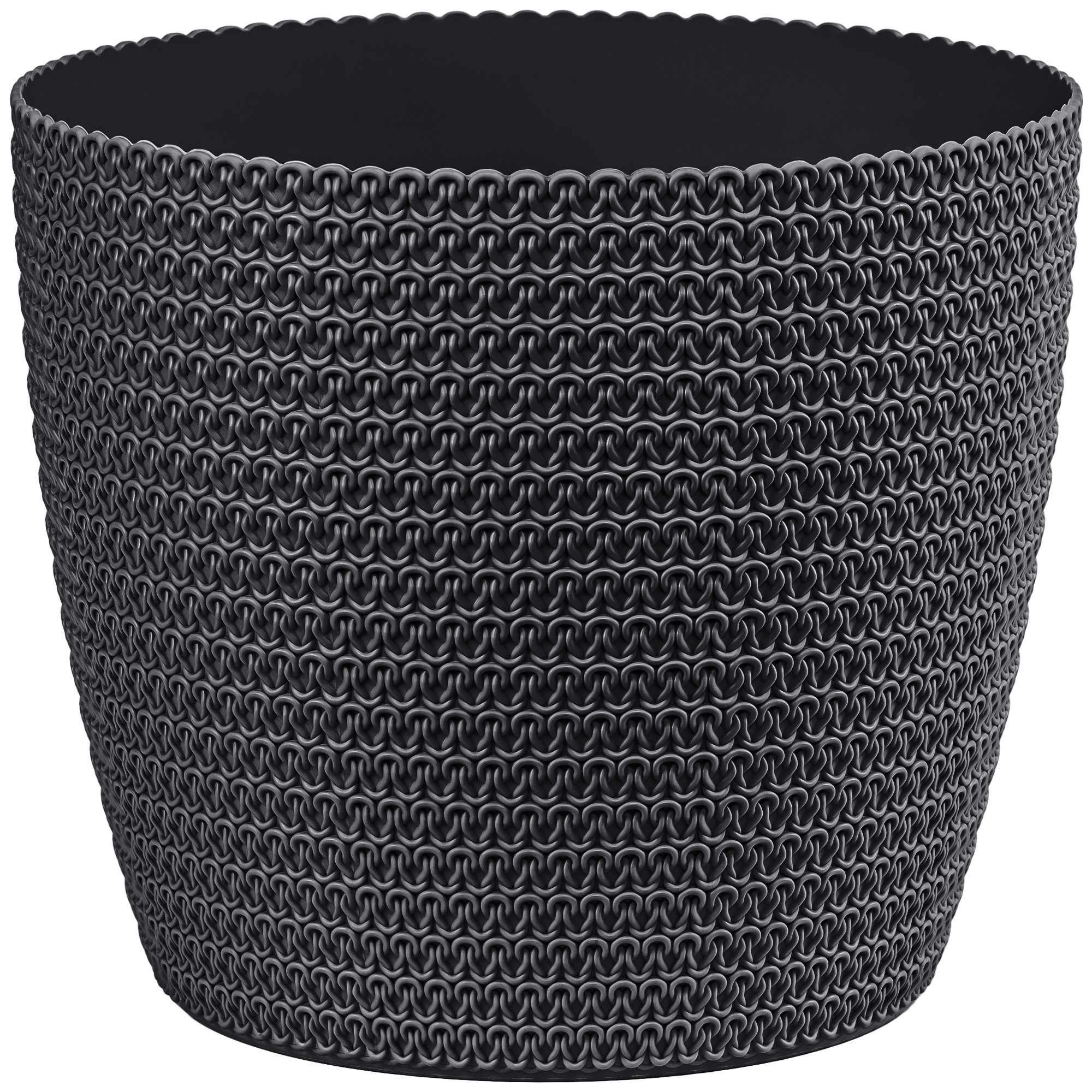 KONZEPT Übertopf groß für Zimmerpflanzen (30,6 cm, H 26,2 cm), in Strickzopf-Optik, Indoor, Outdoor, Vielseitig einsetzbar, Wetterfest, Kunststoff