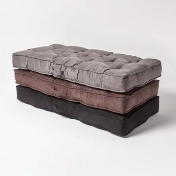 Homescapes Sitzkissen Sofa-Auflage 100 x 48 cm mit Veloursbezug – dickes Sitzkissen grau