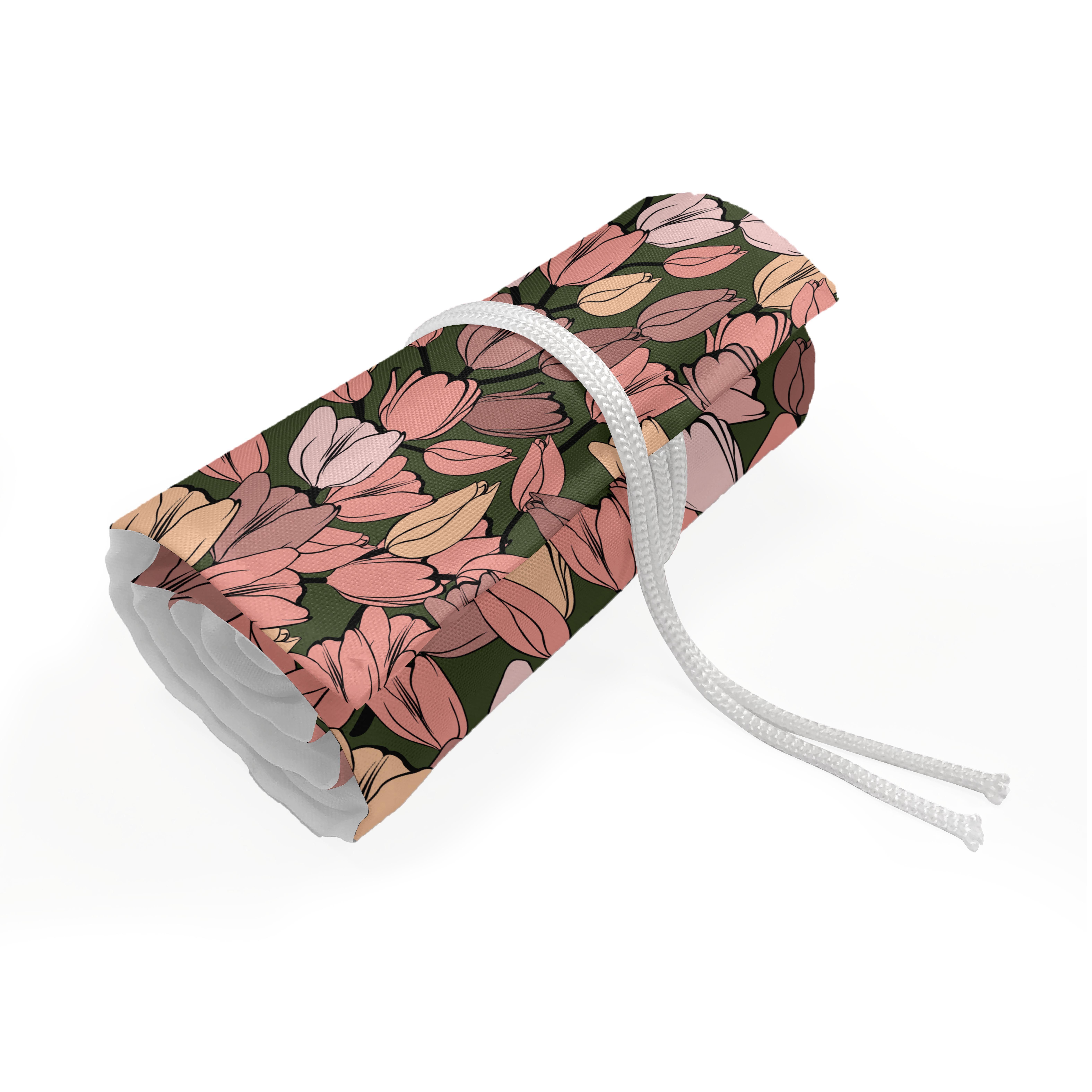 Abakuhaus Federmäppchen langlebig und tragbar Segeltuch Stiftablage Organizer, Frühling Retro Tulpen Blumen Cocoa Coral Creme