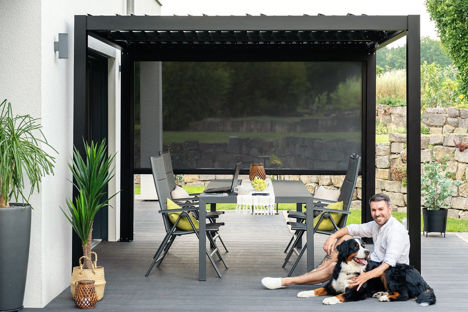 empasa Pergola, Vorhang / Sonnenschutzrollo für Pergola "ZEUS" manuell