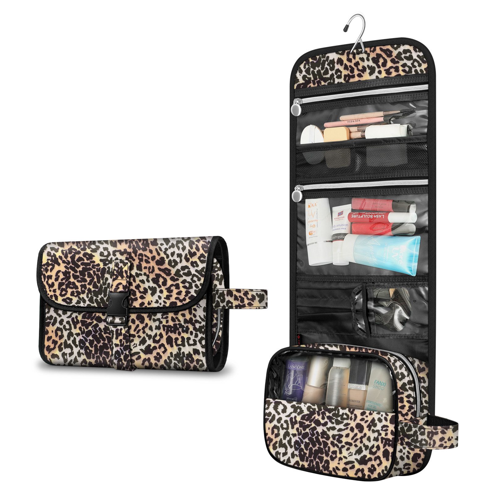 Fintie Kulturbeutel Tragbare Kulturtasche Kosmetiktasche Reisetasche, Große wasserdichte, Aufhängen Make-up Organizer Stauraum Tasche für Damen Mädchen