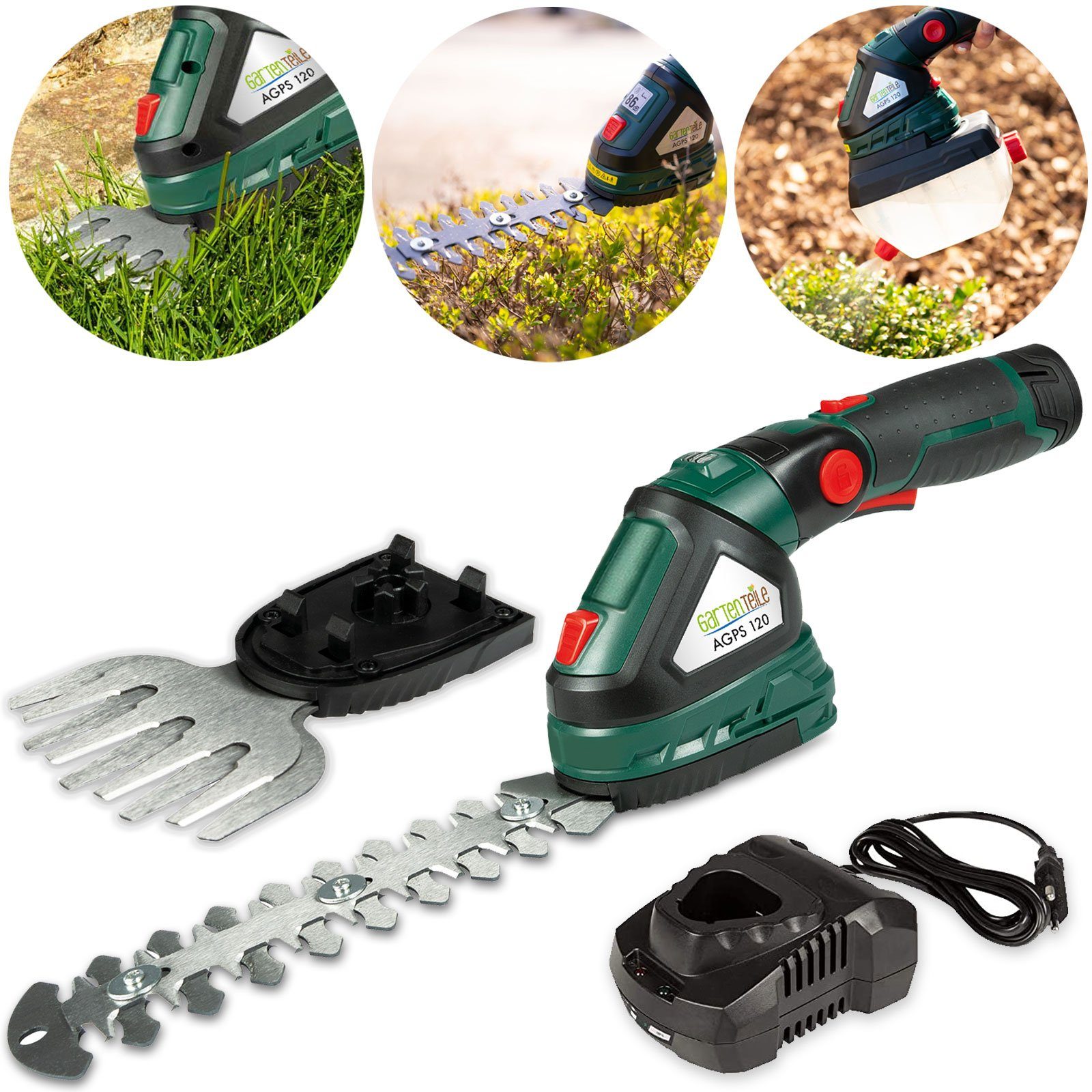 gartenteile Akku-Gras- und Strauchscherenset 12V Grasschere, Strauchschere, Pflanzensprüher
