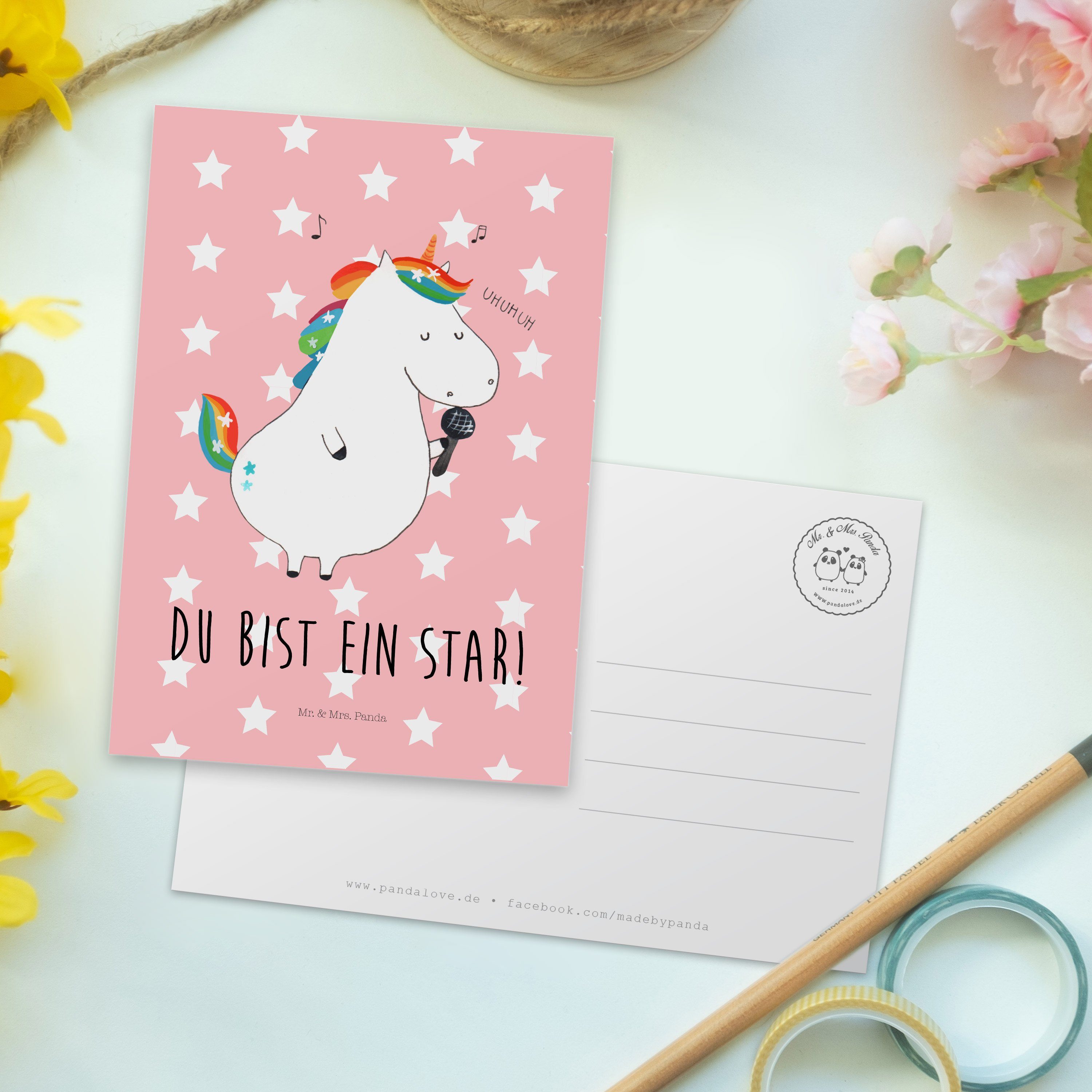 Dankesk Postkarte Mrs. Geburtstag, - Panda Mr. Pastell Einhorn & - Rot Unicorn, Sänger Geschenk,