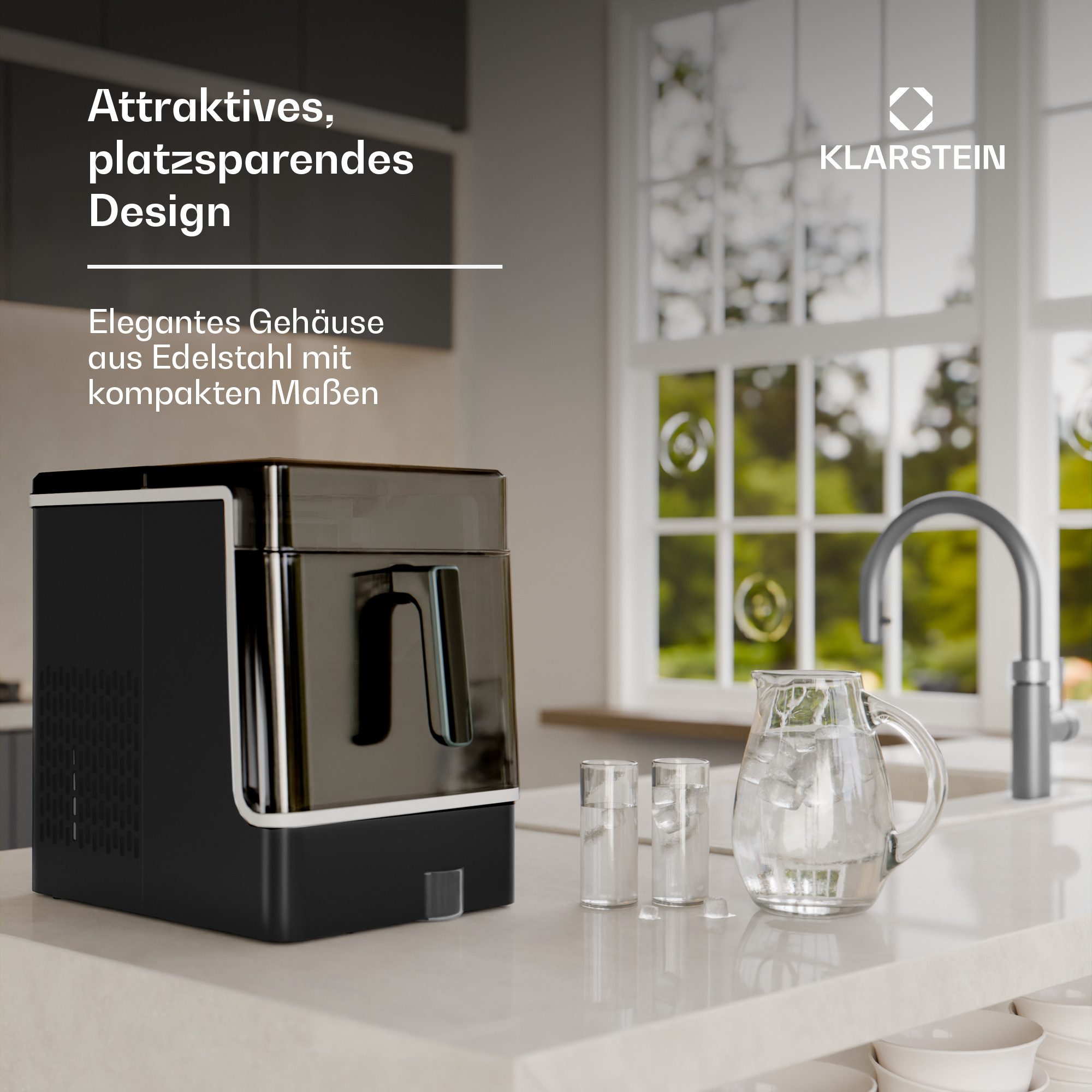 Klarstein Eiswürfelmaschine Ice Lux Eiswürfelbereiter, Edelstahl für Zuhause 23kg/Tag LED Display Touch 1,9 L Ice Maker – Bild 4 von 5