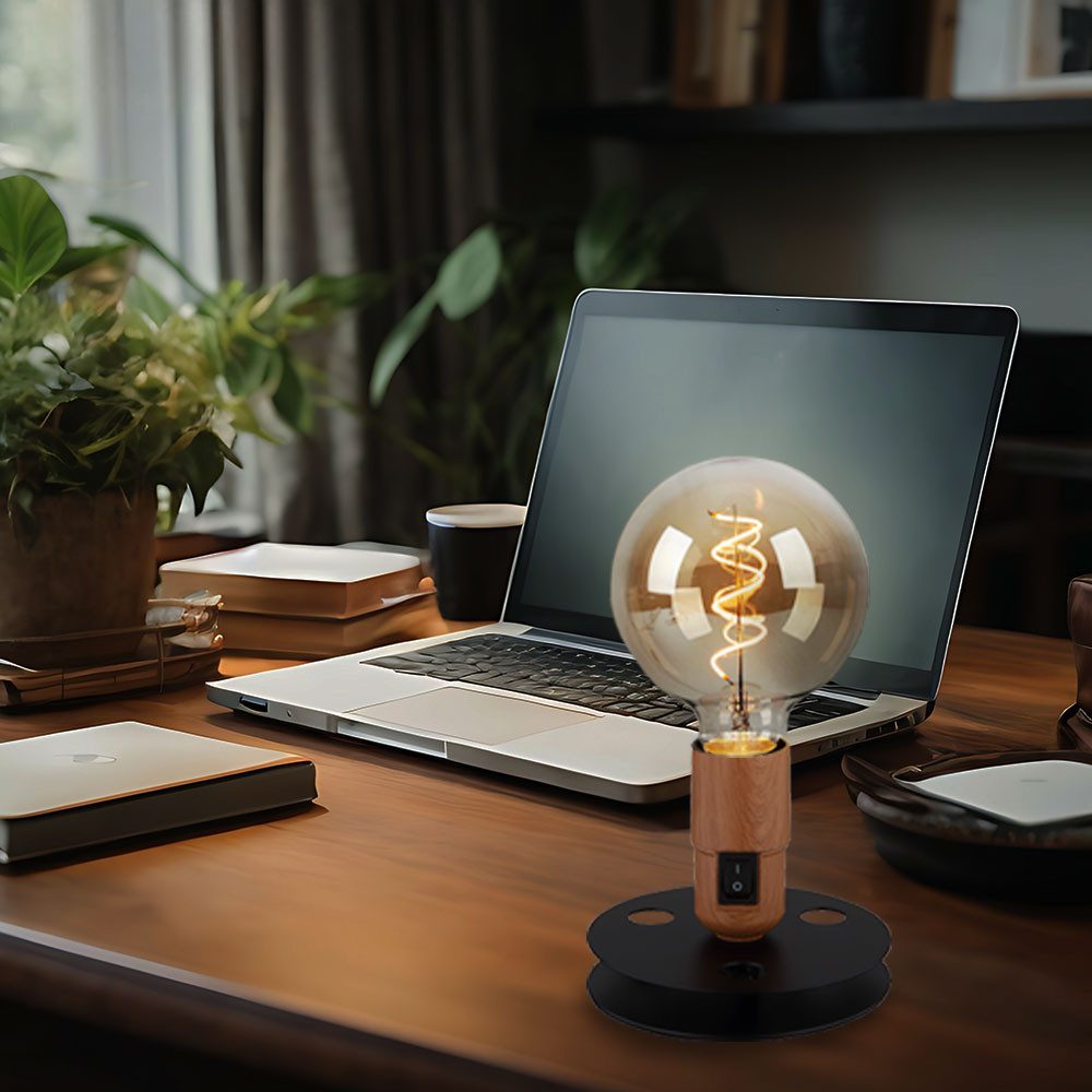 GLOBO LIGHTING Schreibtischlampe, Leuchtmittel nicht inklusive, Tischlampe Vintage Nachttischlampe Industrial schwarz