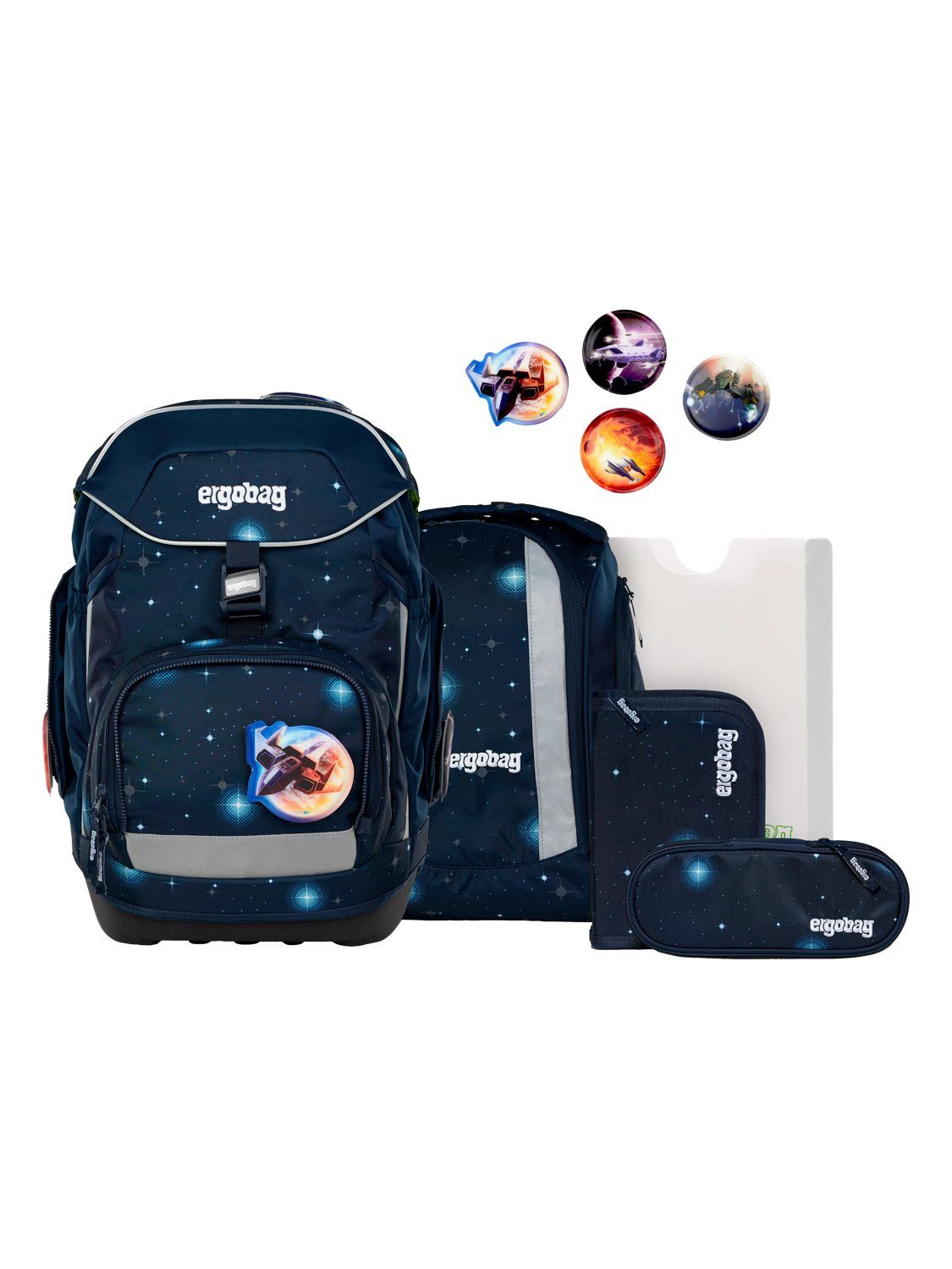 ergobag Schulranzen pack Set (6-tlg., 6-teiliges Set), größenverstellbares Rückensystem