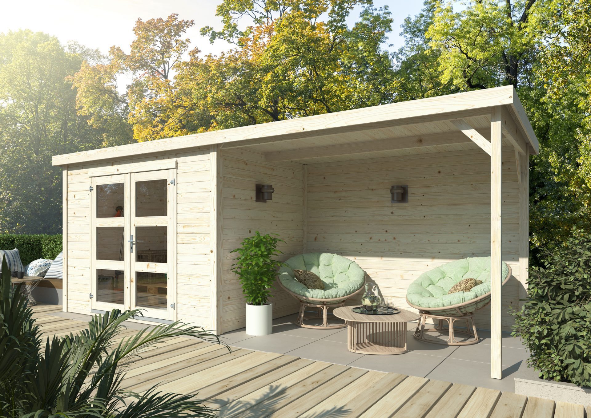 Gartenhaus Flachdach Holz Aktion 71