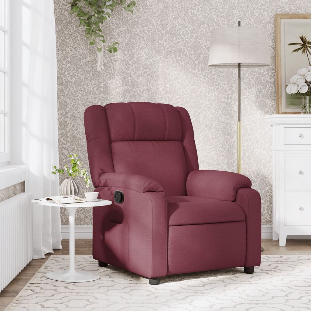 furnicato Relaxsessel Weinrot 77x95x99 cm mit manueller Liegefunktion
