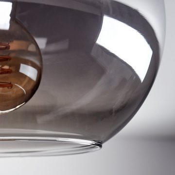 hofstein Deckenleuchte Deckenlampe aus Metall/Glas in Schwarz/Rauchfarben, ohne Leuchtmittel, Leuchte im Retro-Design aus Glas, 1 x E27, ohne Leuchtmittel