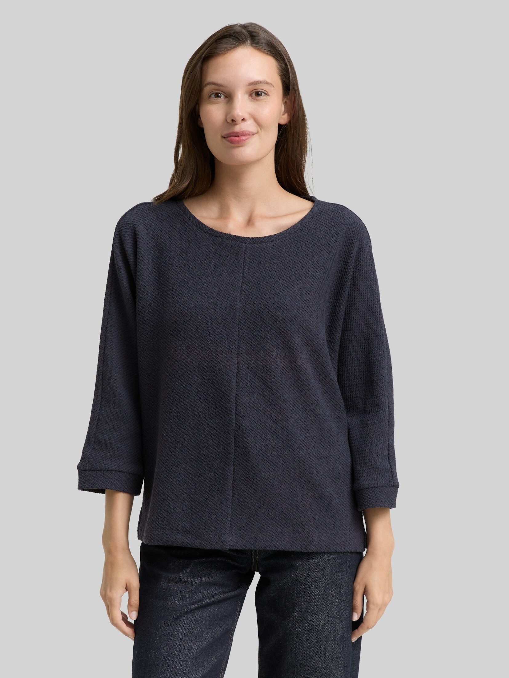 TOM TAILOR 3/4-Arm-Shirt T-Shirt Loose Fit Langarmshirt mit Fledermausärmeln