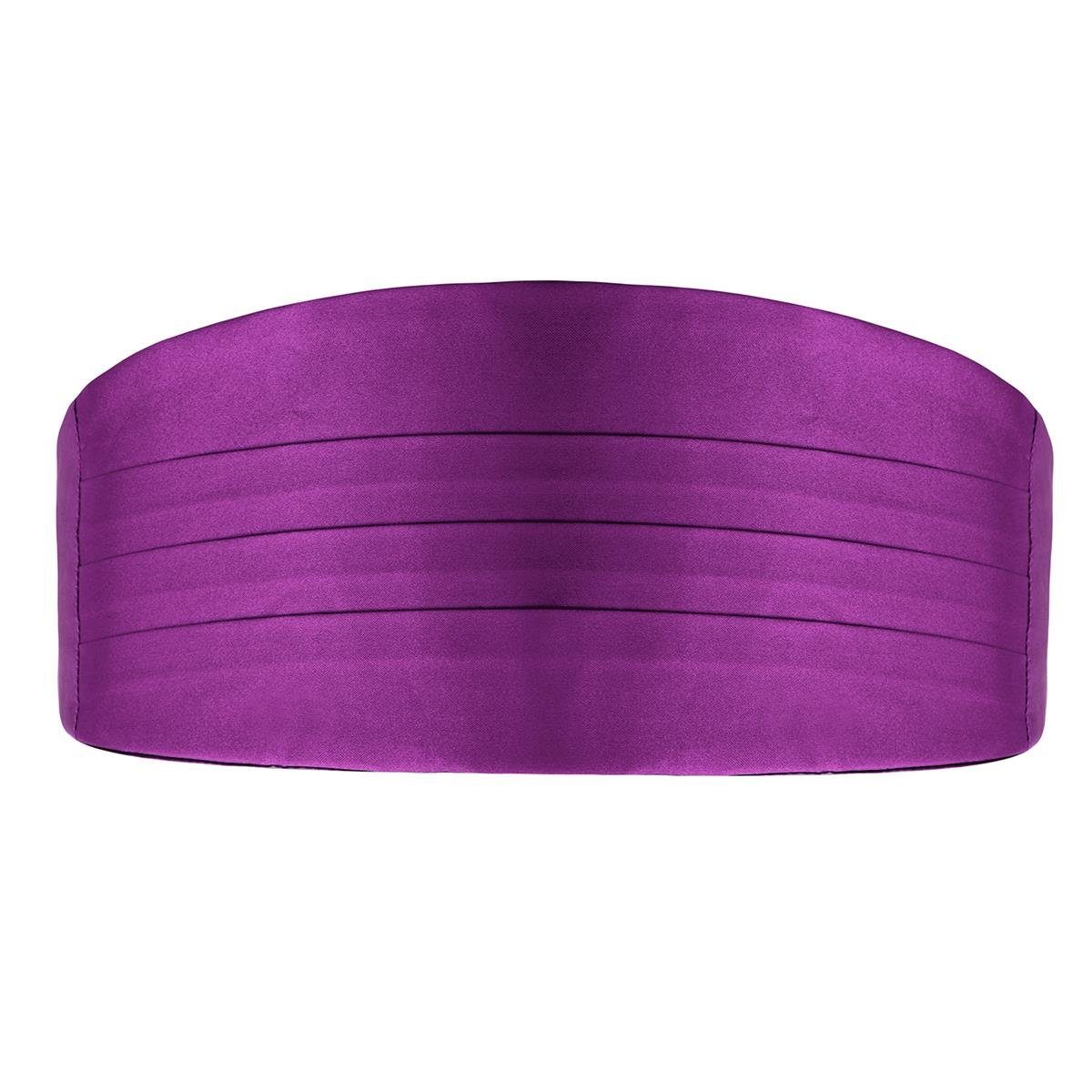 Seidenlook farblich violett Kummerbund abgestimmt, (3er 3er Set, 3er Set, DonDon 3-St), Set Fliege glänzend gleichfarbig, und Kummerbund Einstecktuch
