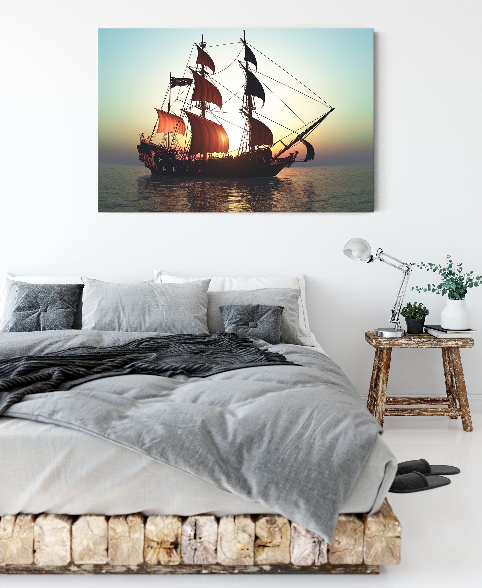 Altes bespannt, (1 Pixxprint inkl. Zackenaufhänger Segelschiff, Segelschiff St), Leinwandbild Leinwandbild fertig Altes