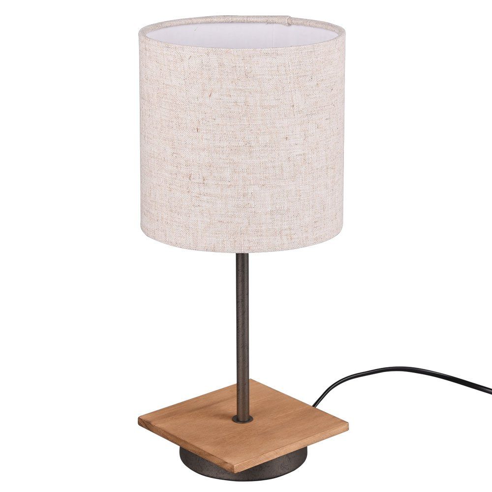 Lampe Stoff- Arbeits Schreib Tisch inklusive, Warmweiß, Wohn Ess Leuchtmittel etc-shop Zimmer LED Tischleuchte, Holz Schlaf