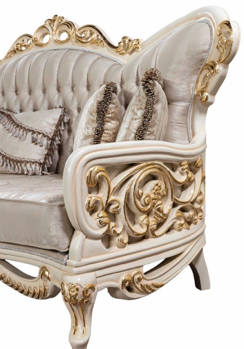 / Prunkvolle Barockstil Weiß Luxus Wohnzimmer Casa Sofa Barock - - Sofa mit elegantem Barock Silber / Padrino Muster Handgefertigtes Sofa Gold Möbel Wohnzimmer