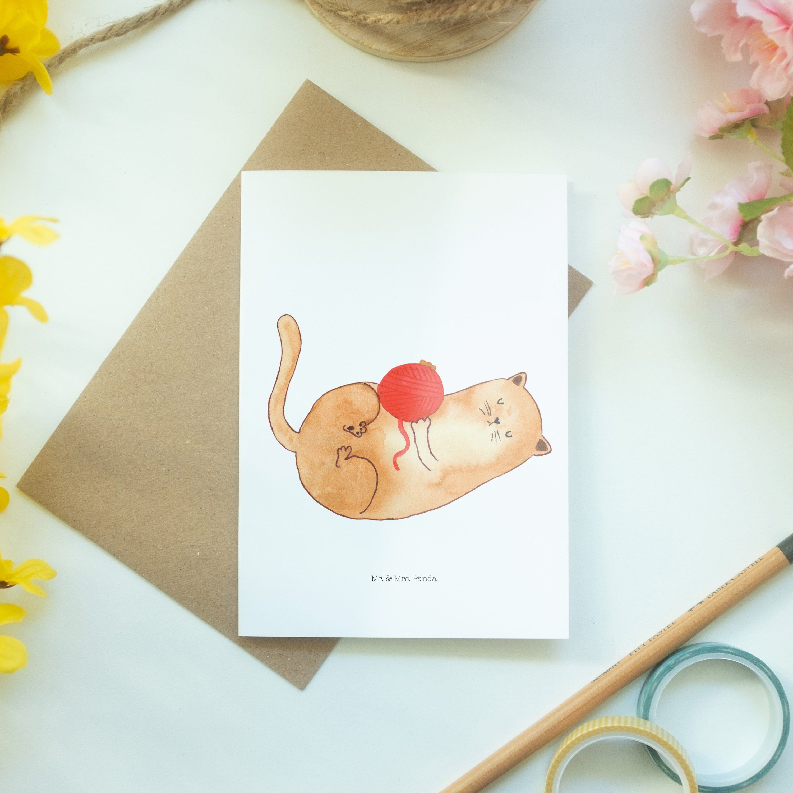 - Mr. Wollknäul Panda Hochzeitskarte, Katzen Mrs. Grußkarte Katzenmotive, & Geschenk, zau Weiß -