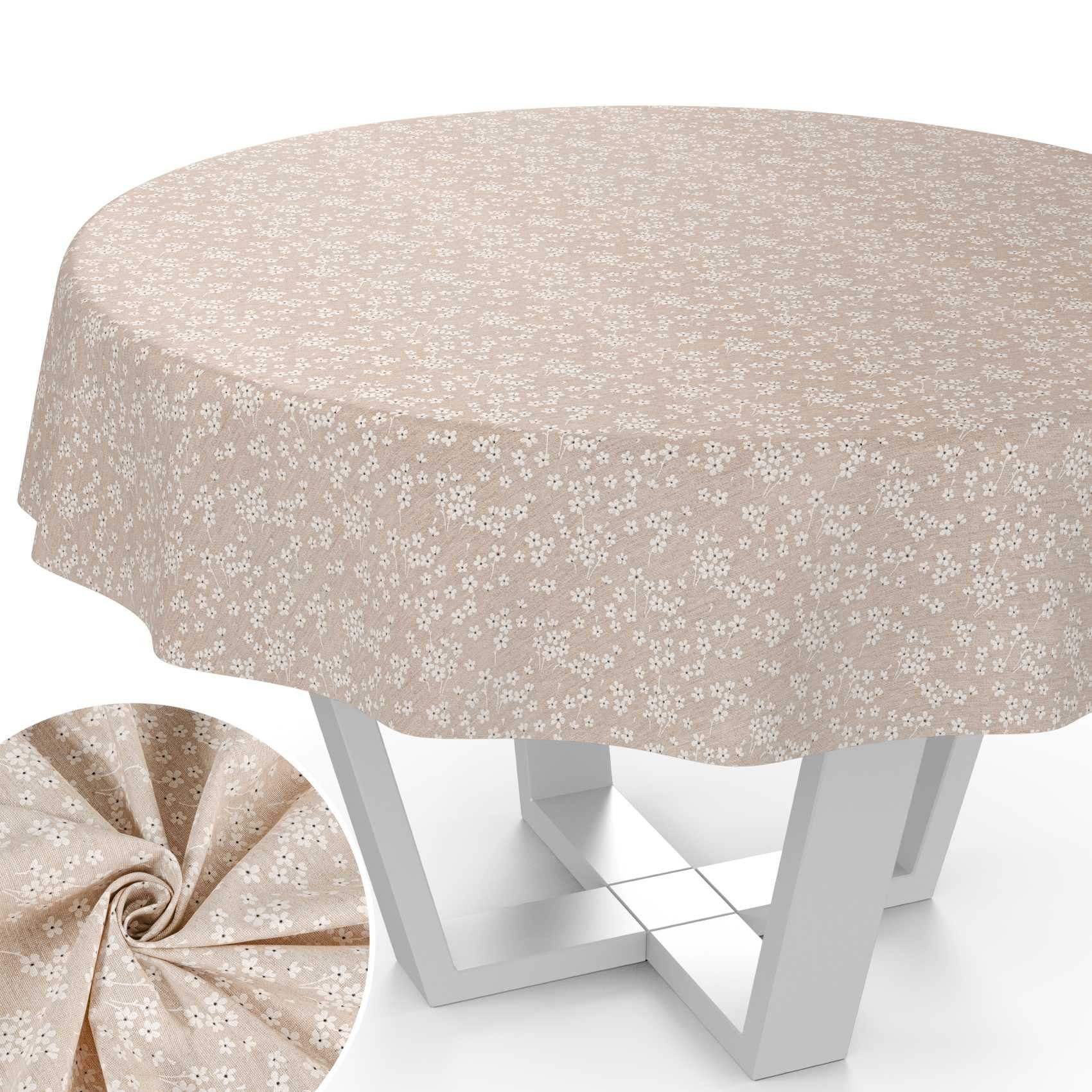 ANRO Tischdecke aus Stoff mit Blumen Pflanzen wasserabweisend Tischtuch Tischwäsche (Einzelstück 1-tlg), mit Acryl Beschichtung