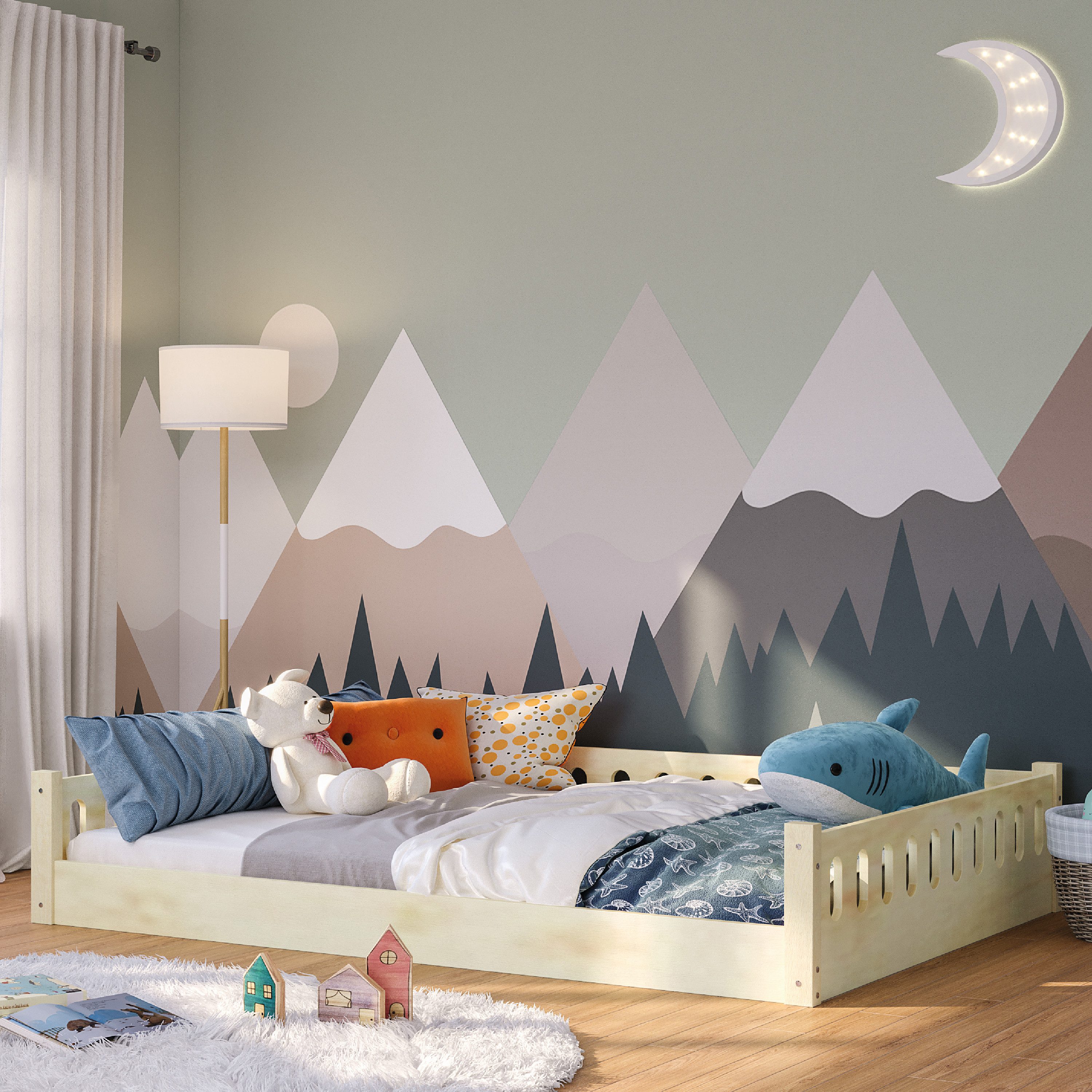 Bellabino Kinderbett Miera (Bodenbett 140x200 cm, inkl. Rolllattenrost), mi günstig online kaufen