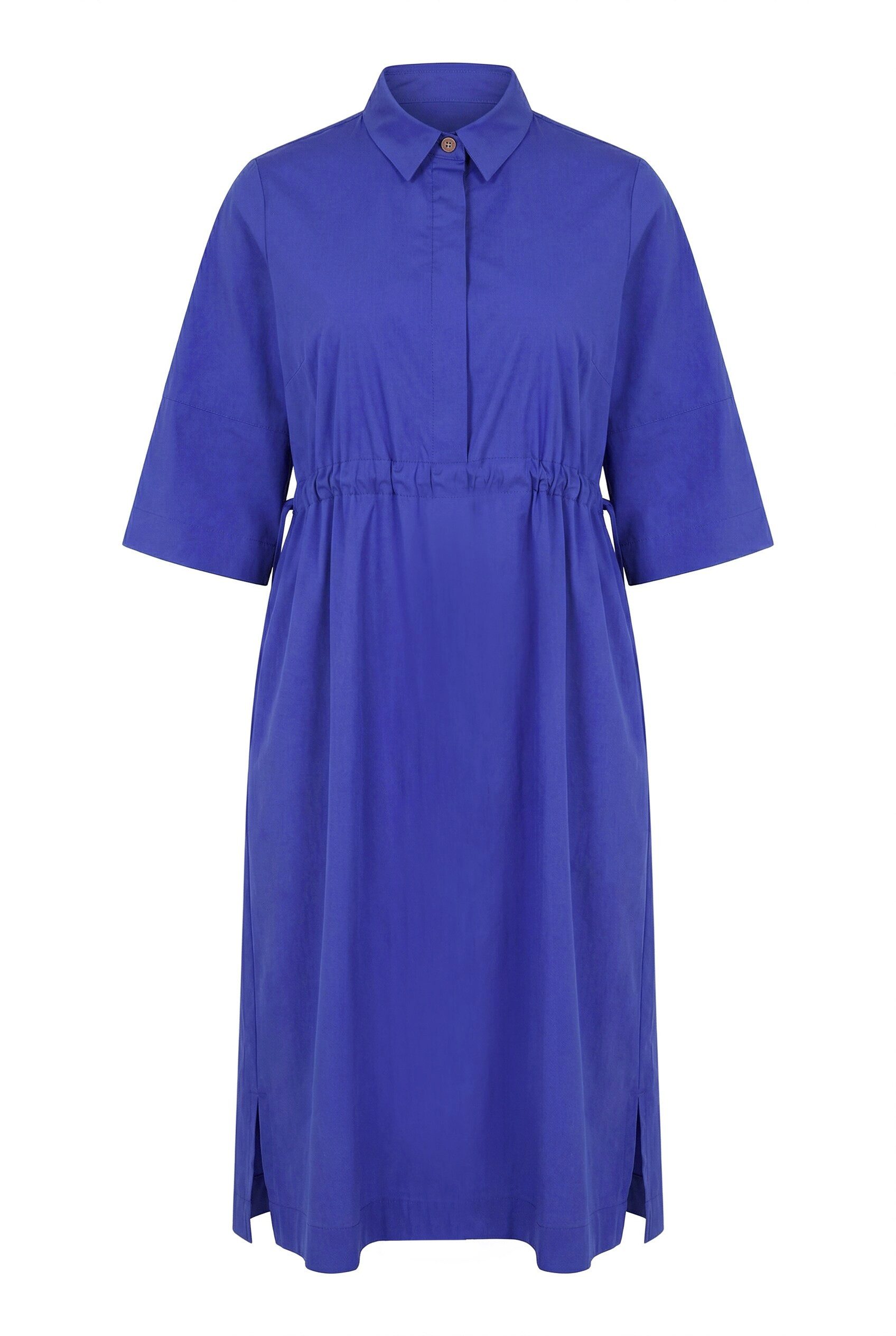 Ulla Popken Midikleid Midikleid Silber-Details A-Linie Hemdkragen