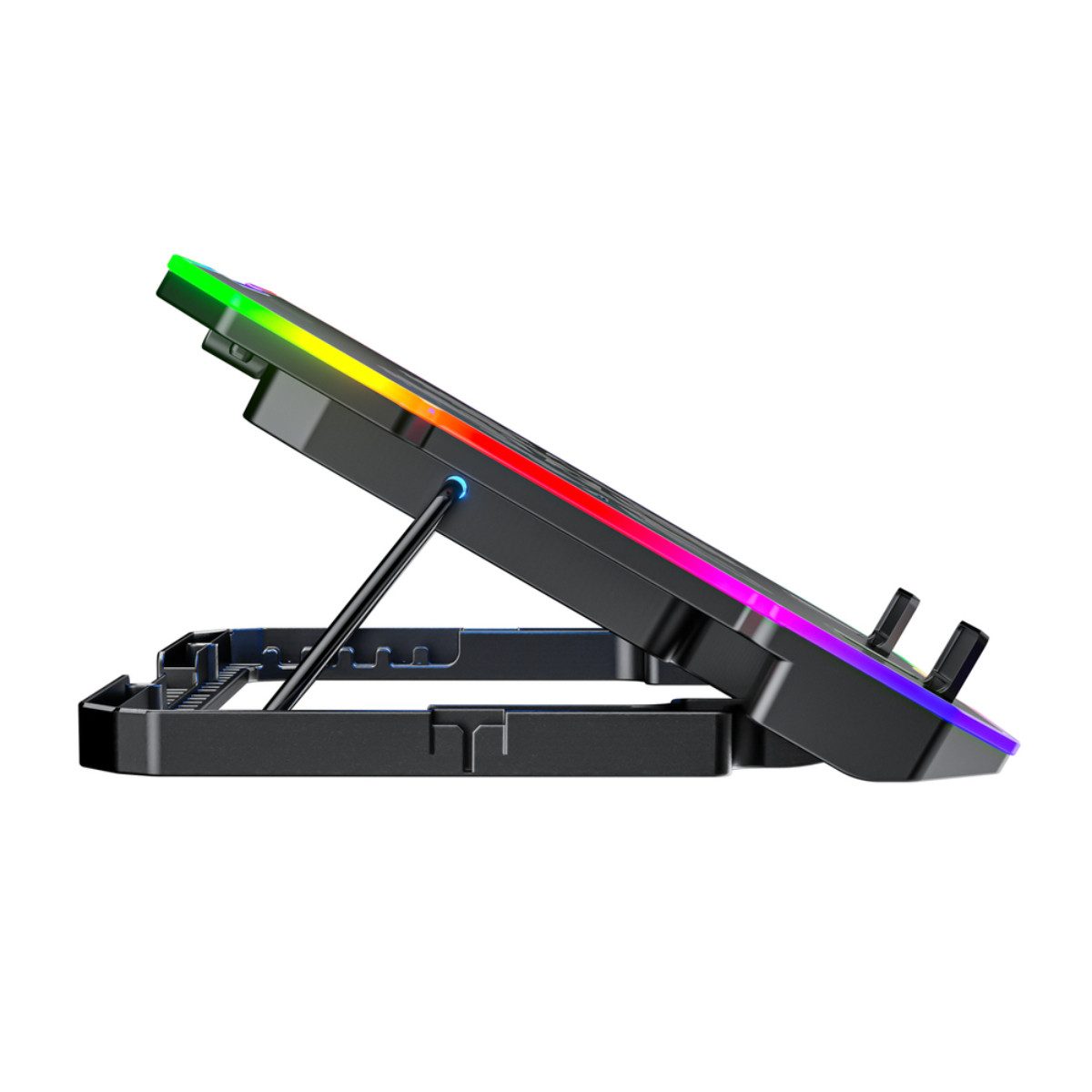 Wozinsky Notebook-Kühler WDCX-A26, RGB-Licht, 2 Lüfter, USB-Hub, Handyhalter, 5 Neigungsstufen