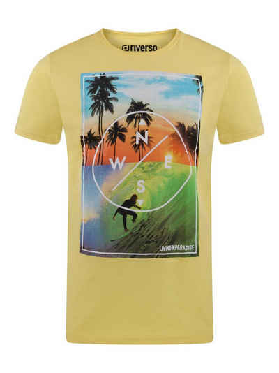 riverso T-Shirt Herren Fotoprintshirt RIVLukas Regular Fit (1-tlg) Kurzarm Tee Shirt mit Rundhalsausschnitt aus 100% Baumwolle