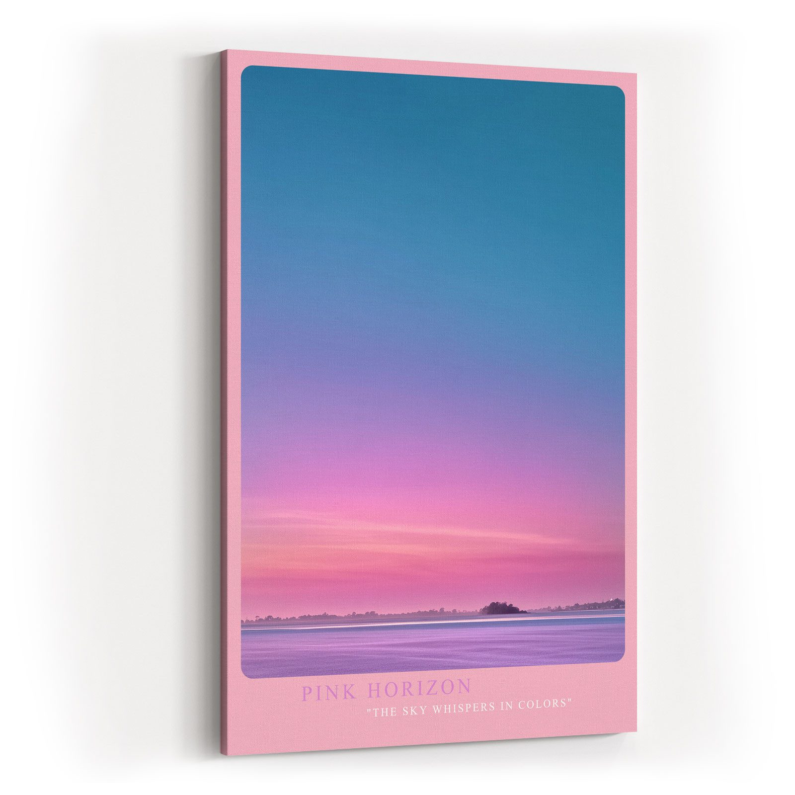 Sinus Art Leinwandbild Abstrakt Horizont Blau Pink Minimalismus Modern Design Wandbild Kunst
