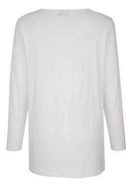MIAMODA Rundhalsshirt T-Shirt Metallic-Statement V-Ausschnitt Langarm