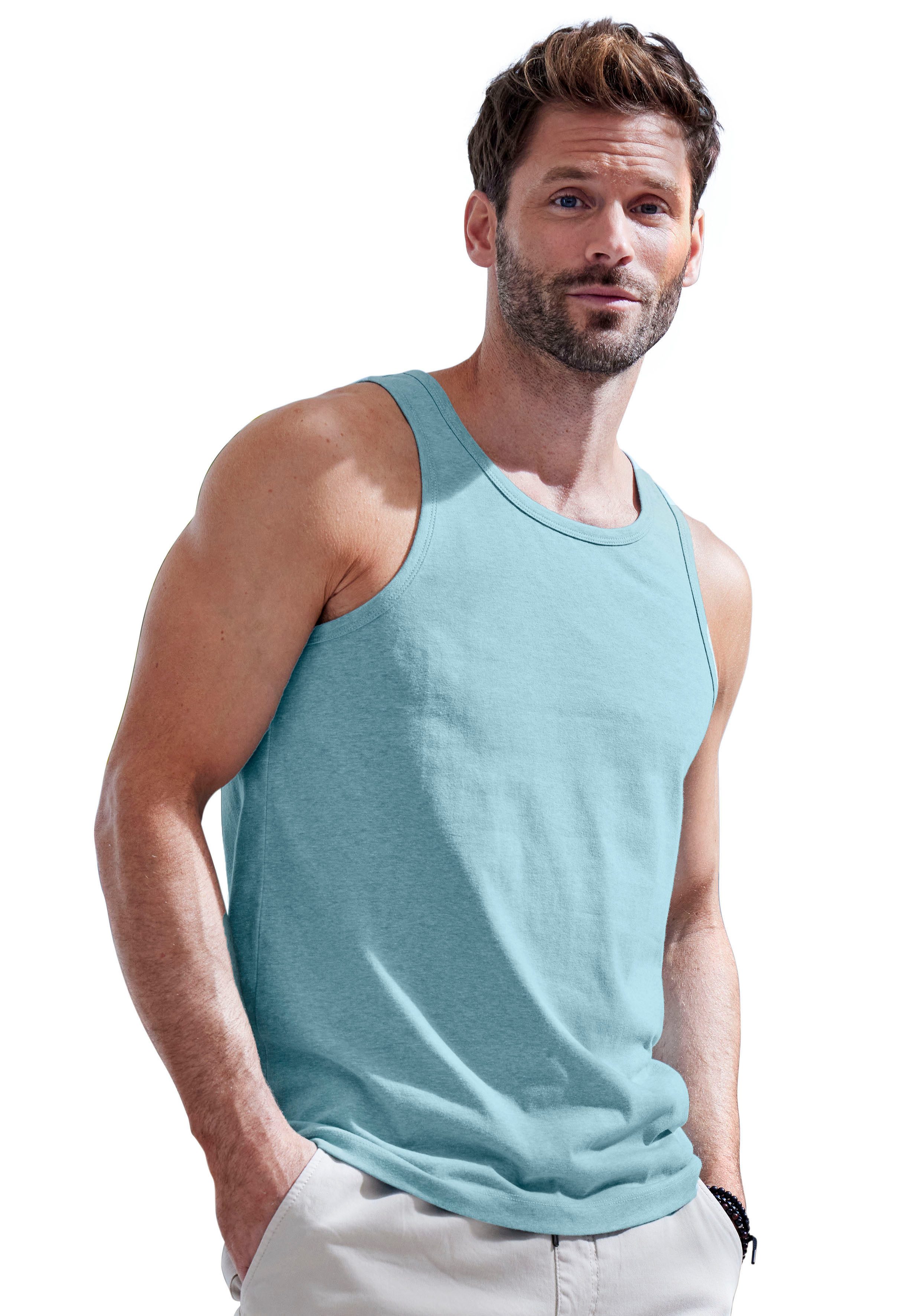 John Devin Tanktop (Packung, 2-tlg) in schöner Melange-Optik. Reduzierter Preis € 18,39. Unverbindliche Preisempfehlung € 22,99, (€ 9,20 pro 1 Stk)