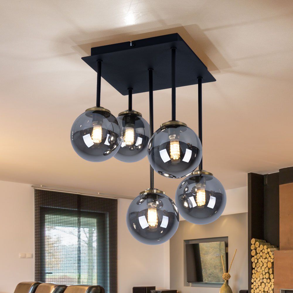 Leuchtmittel LED Deckenleuchte Kugelleuchte, Wohnzimmerleuchte nicht Metall 5-flammig, inklusive, Globo Kugellampe