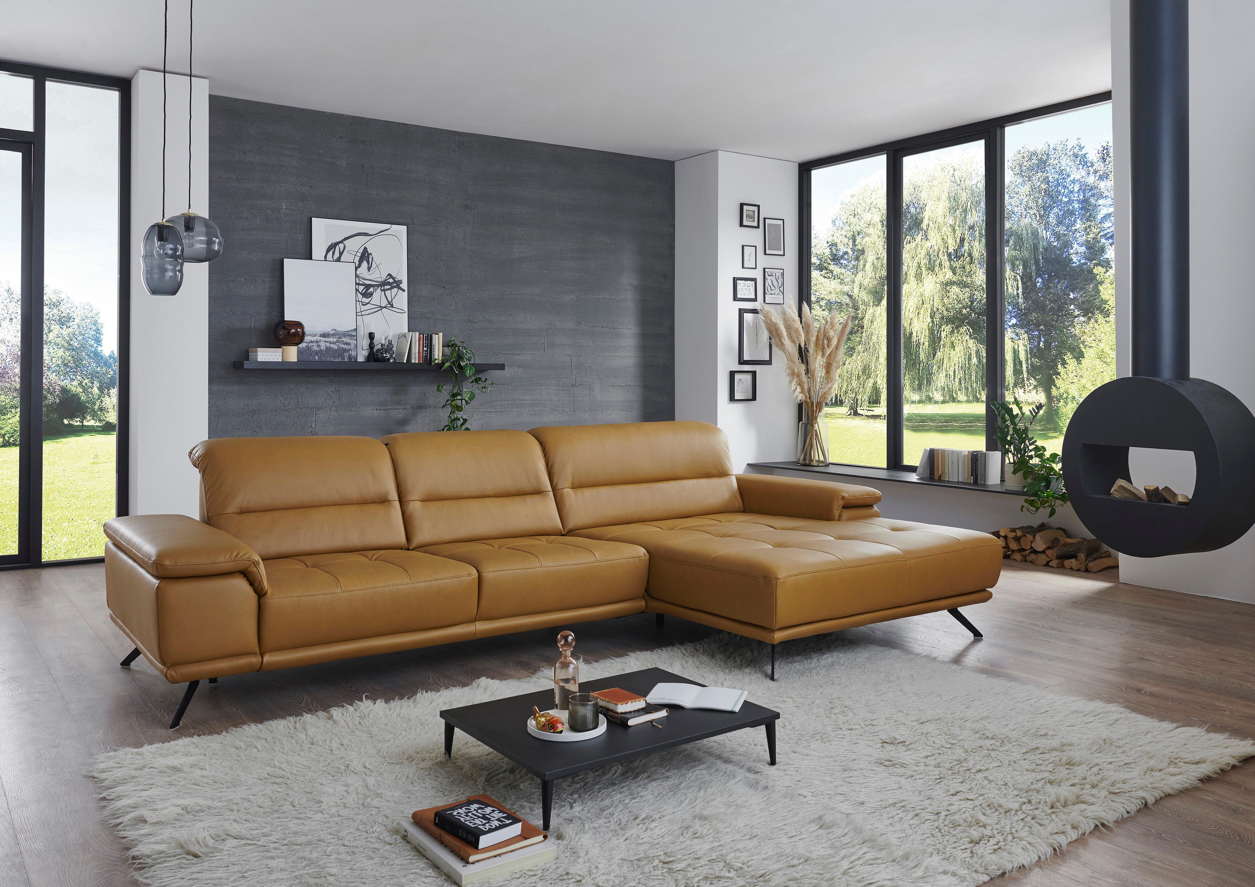 Die PlanBar Ecksofa PN-EM19074, L-Form, Breite 343 cm, 2 Teile, inkl. Sitztiefen- und Kopfteilverstellung
