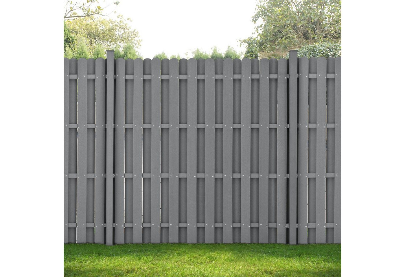 Thumbnail - neu.holz Gartenzaun, (mit Pfosten), »Langreo« Lamellenzaun WPC Sichtschutz 185x376cm Grau