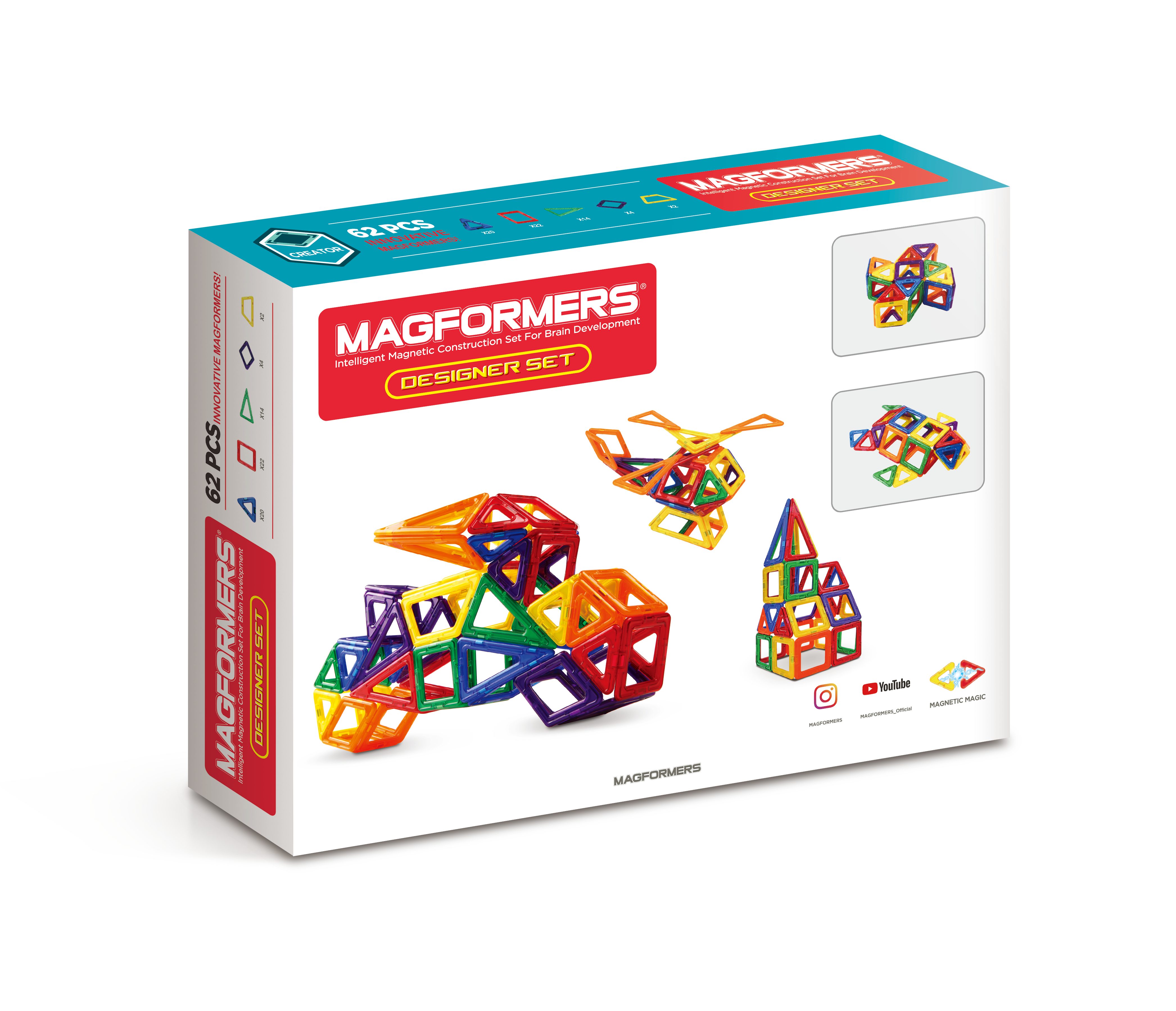 MAGFORMERS 274-15 - Magformers Designer Set 62P Magnetspielbausteine, (62 St)